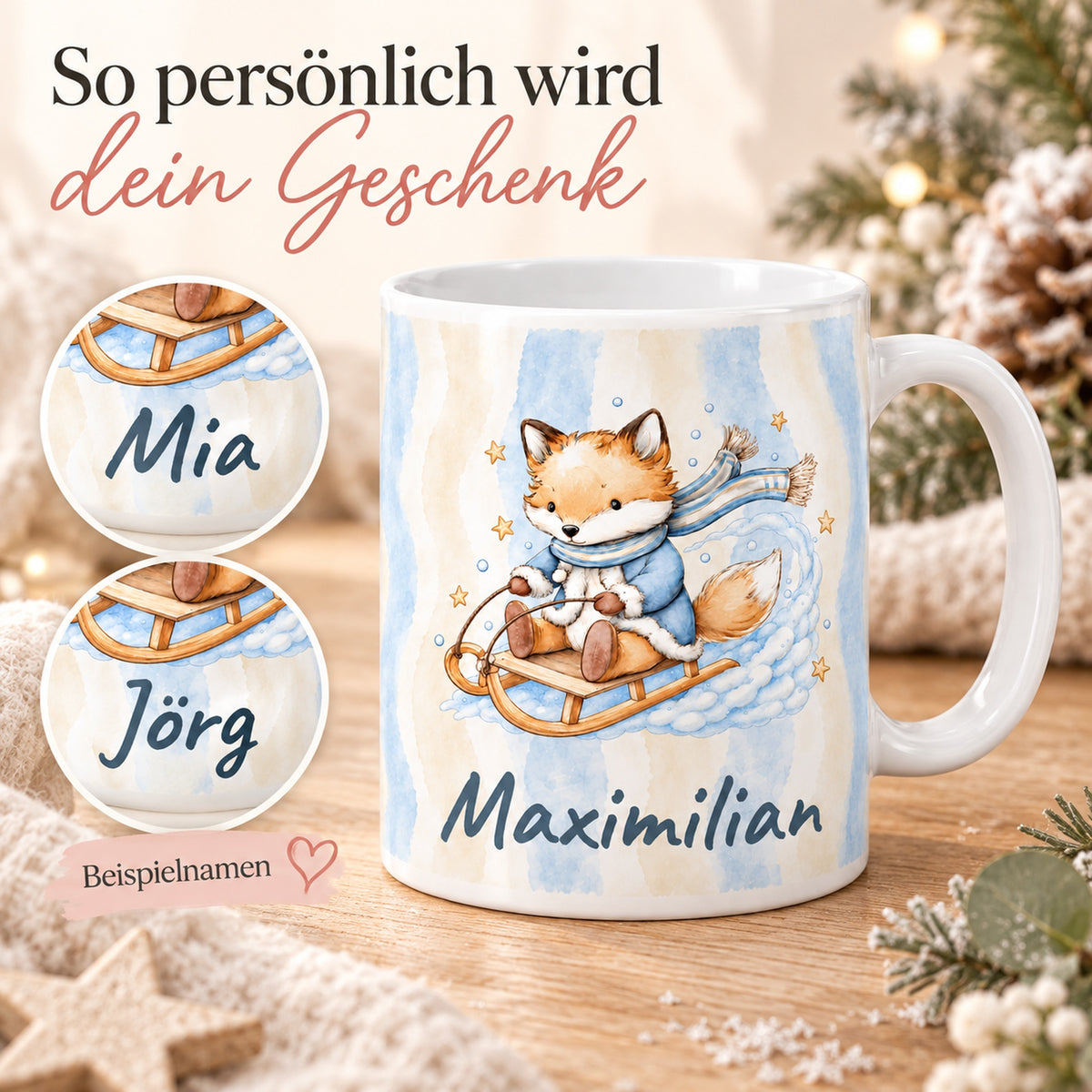 Tasse Fuchs mit Wunschname Maximilian – personalization