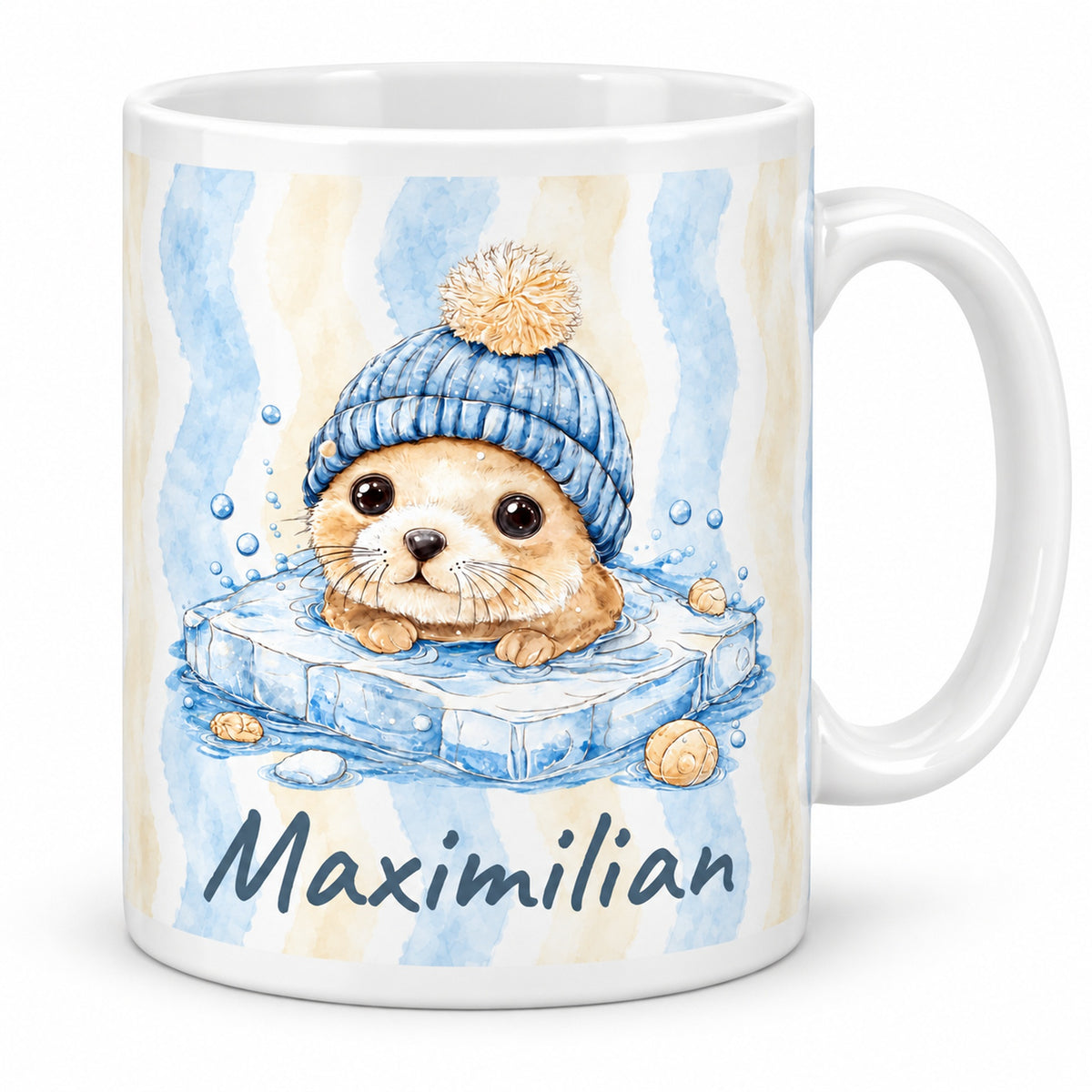 Tasse Robbe mit Wunschname Maximilian – hero
