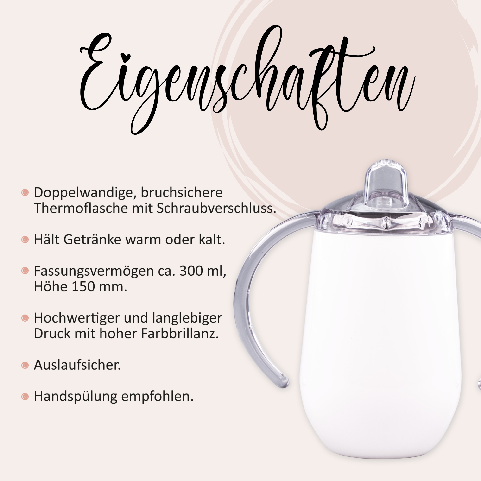 Doppelwandige weiße Thermoflasche mit Schraubverschluss.