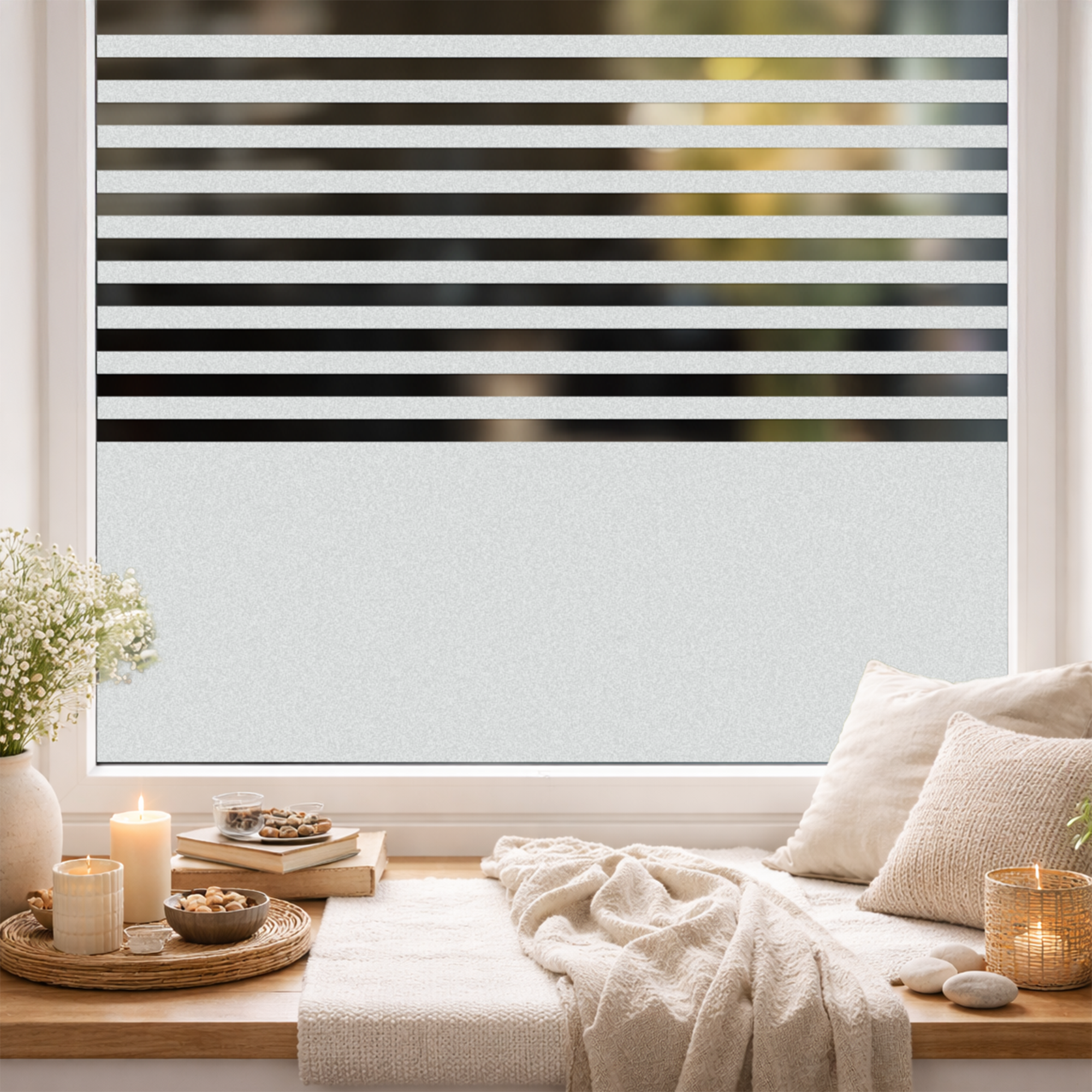 Dekorative Fensterfolie mit Streifen