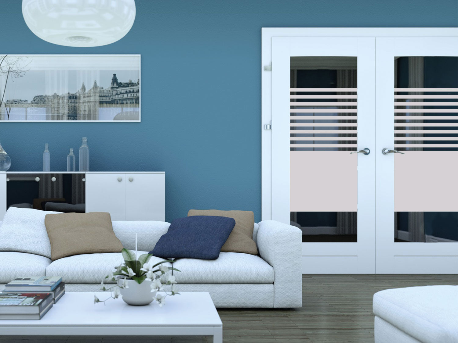 Fensterfolie mit Streifenmotiv