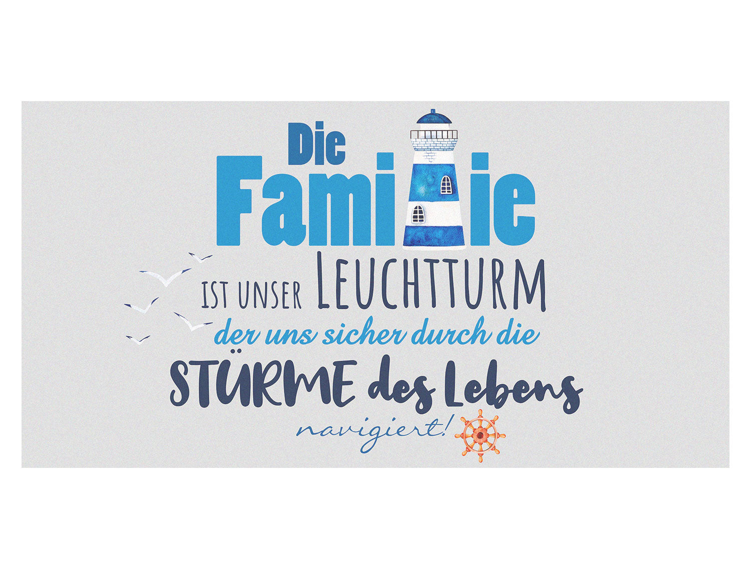 Fensterfolie Leuchtturm mit Familienspruch