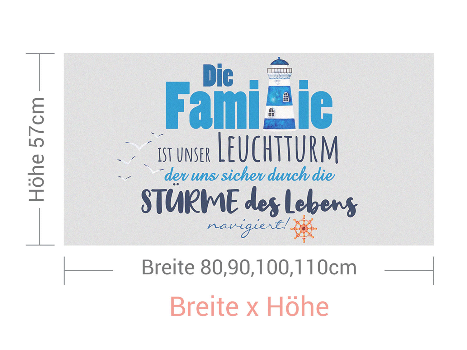 Fensterfolie Leuchtturm mit Familienspruch