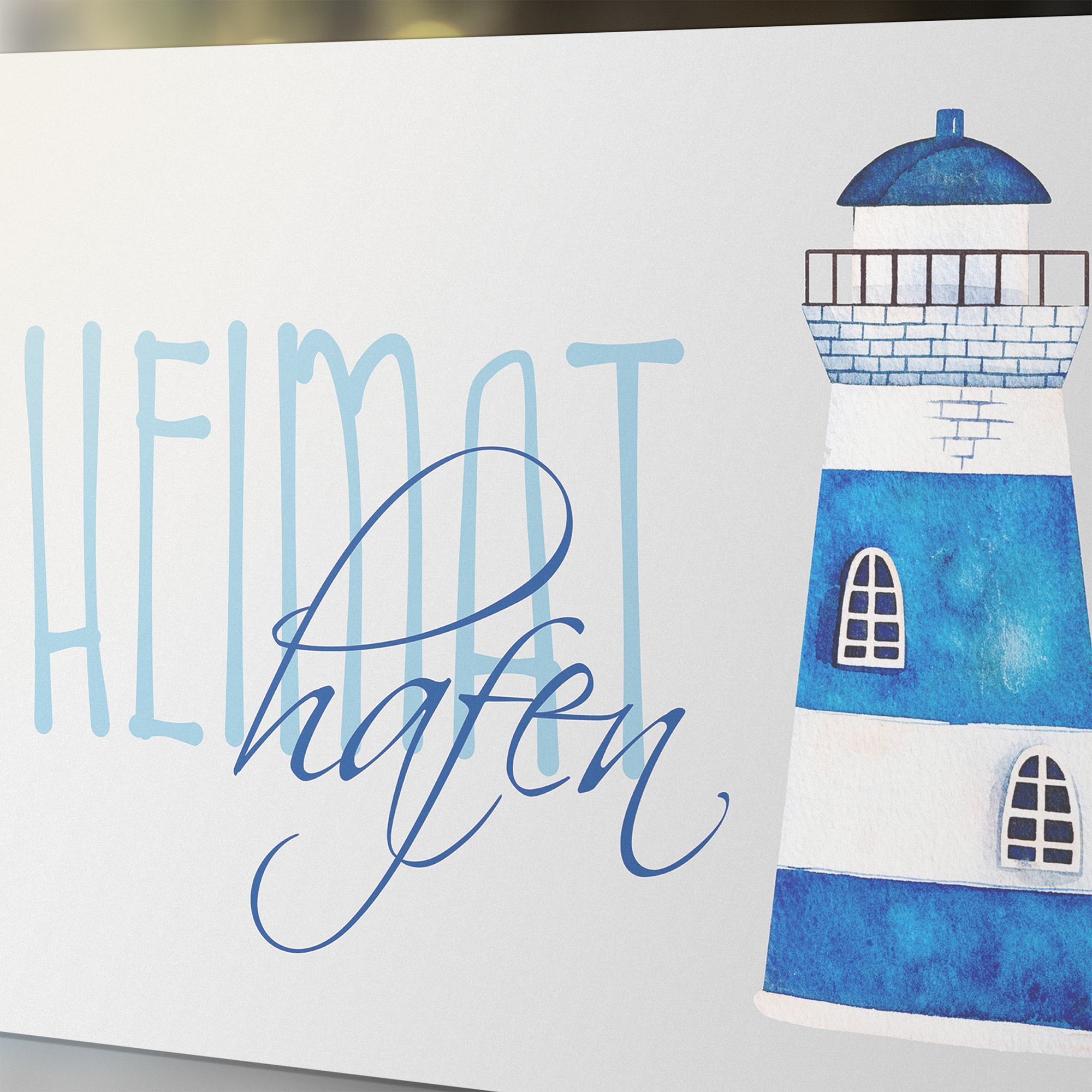 Fensterfolie Leuchtturm mit Spruch „Heimathafen“