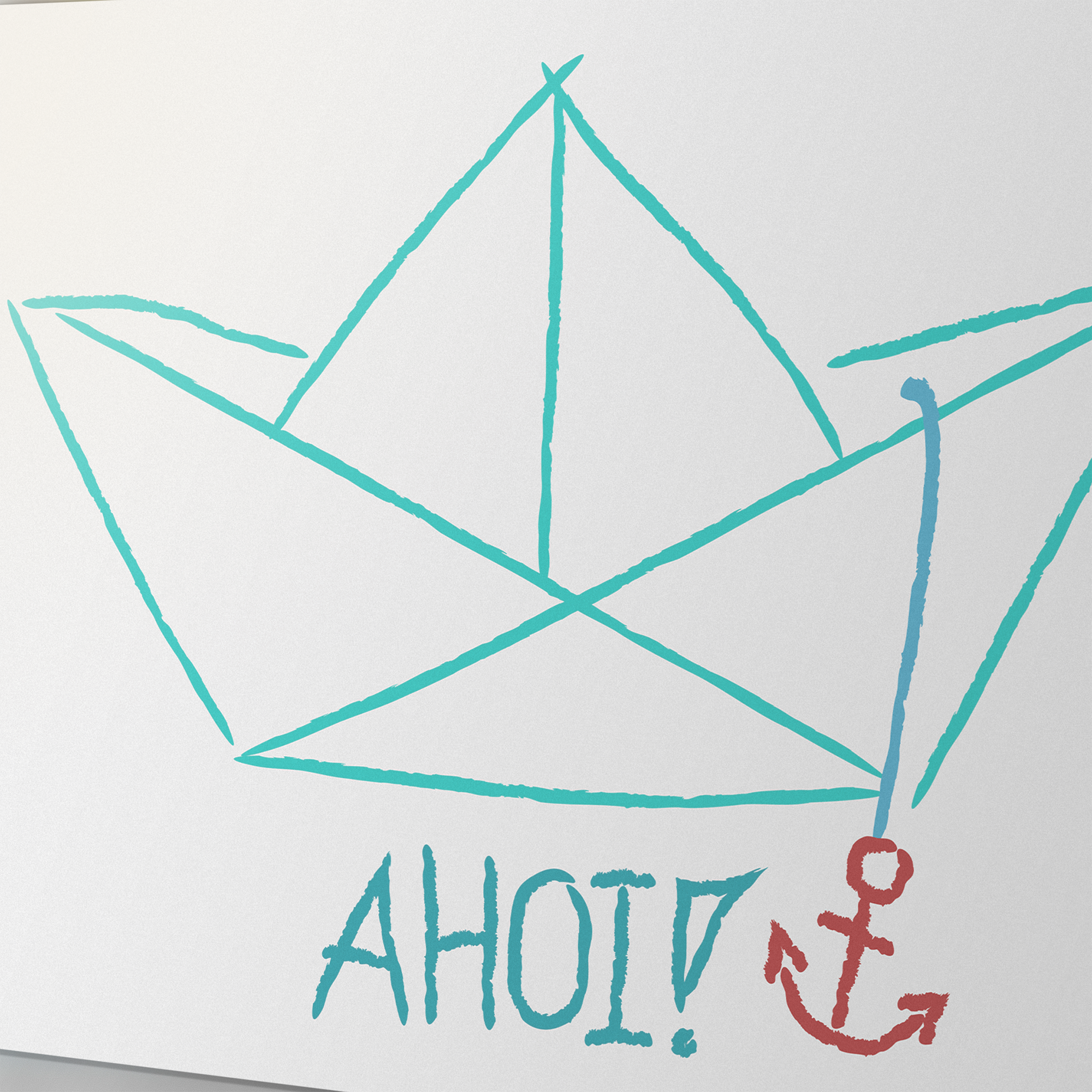 Fensterfolie Boot mit „Ahoj“