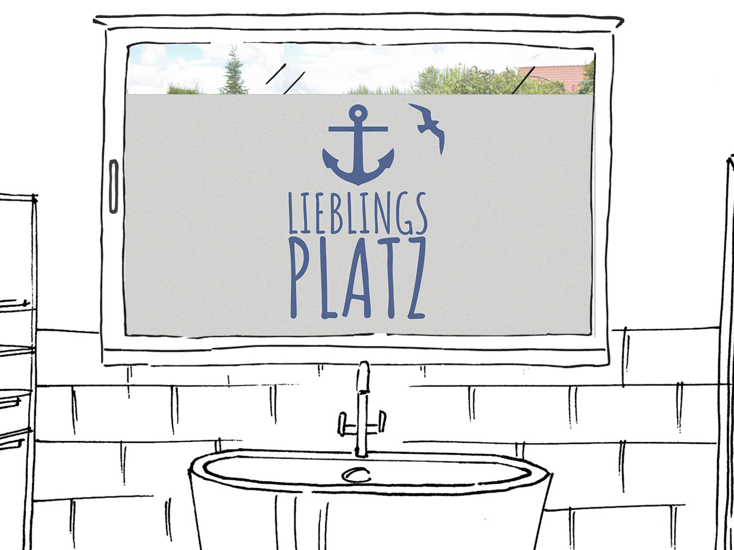Fensterfolie Anker mit Spruch „Lieblingsplatz“