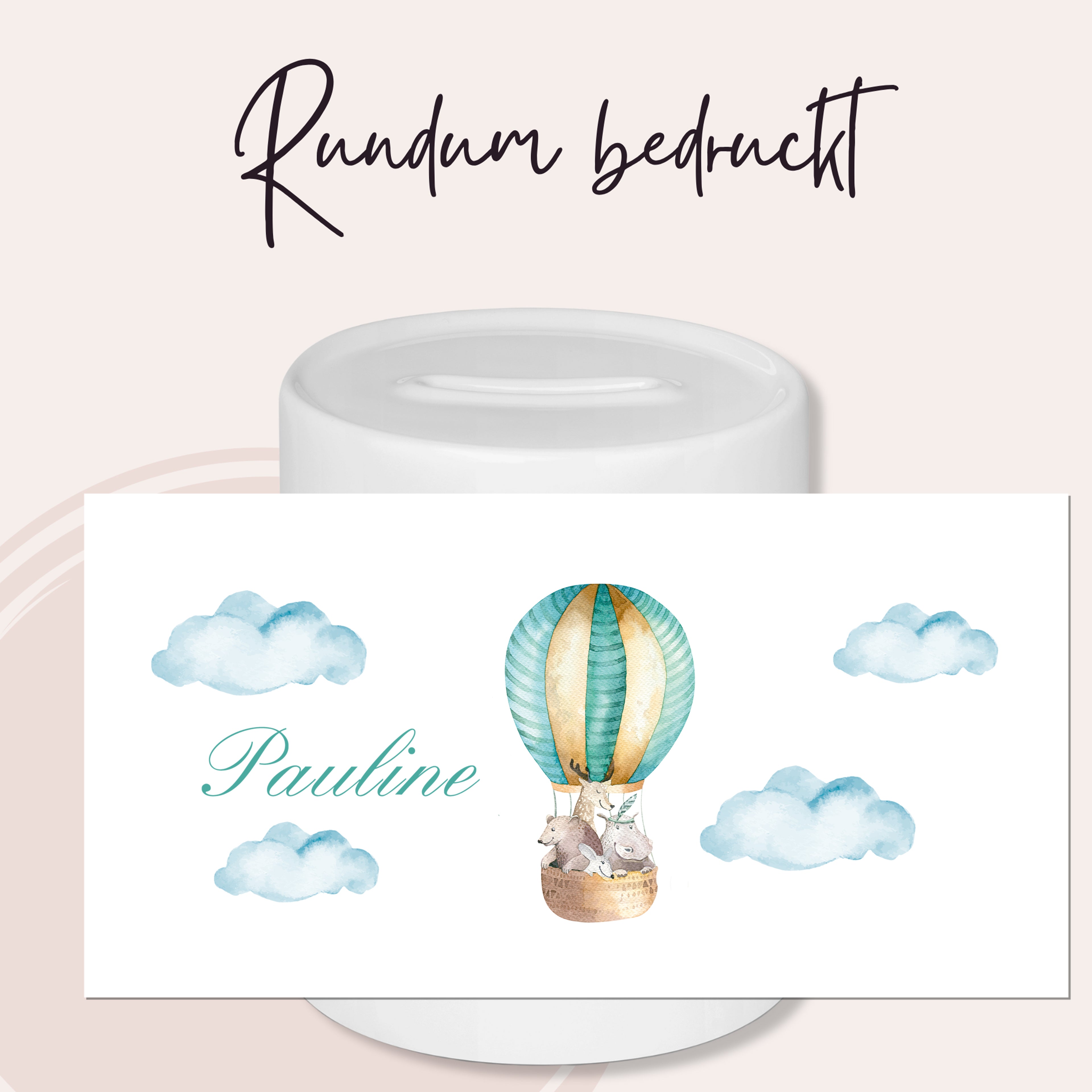 Spardose mit Luftballon-Motiv