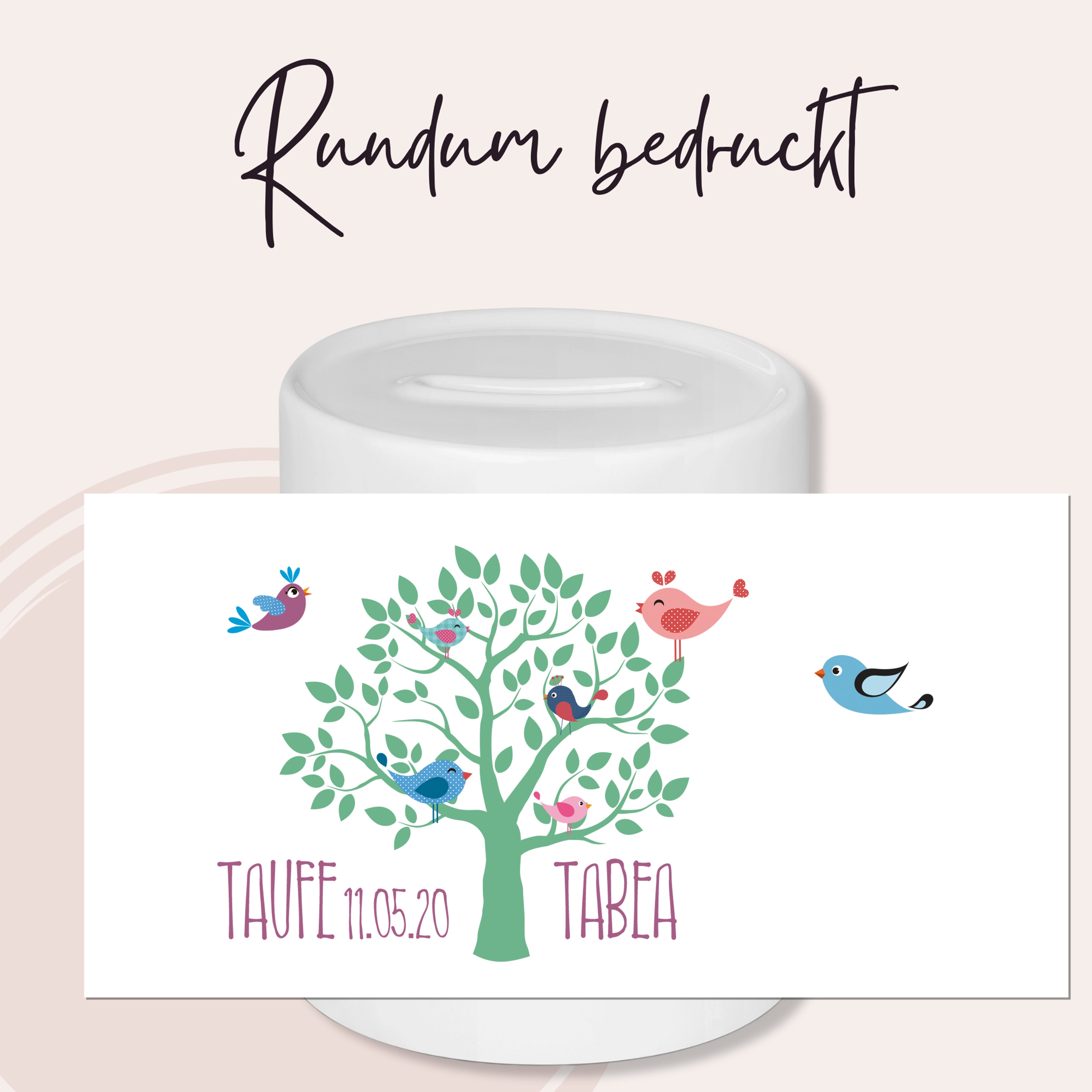 Spardose mit bunten Vögeln - Ein einzigartiges Taufgeschenk