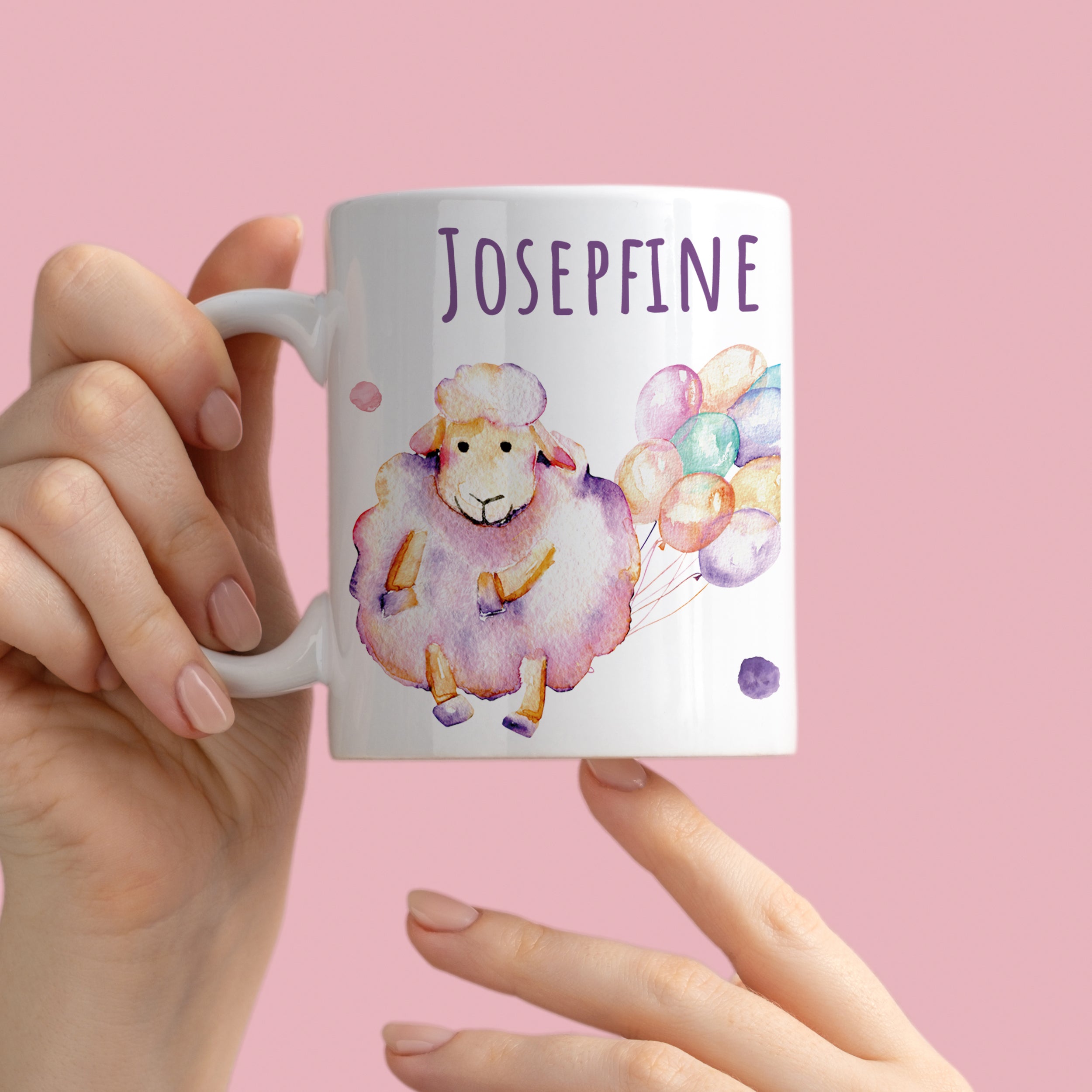 Tasse mit Schaf und Luftballons