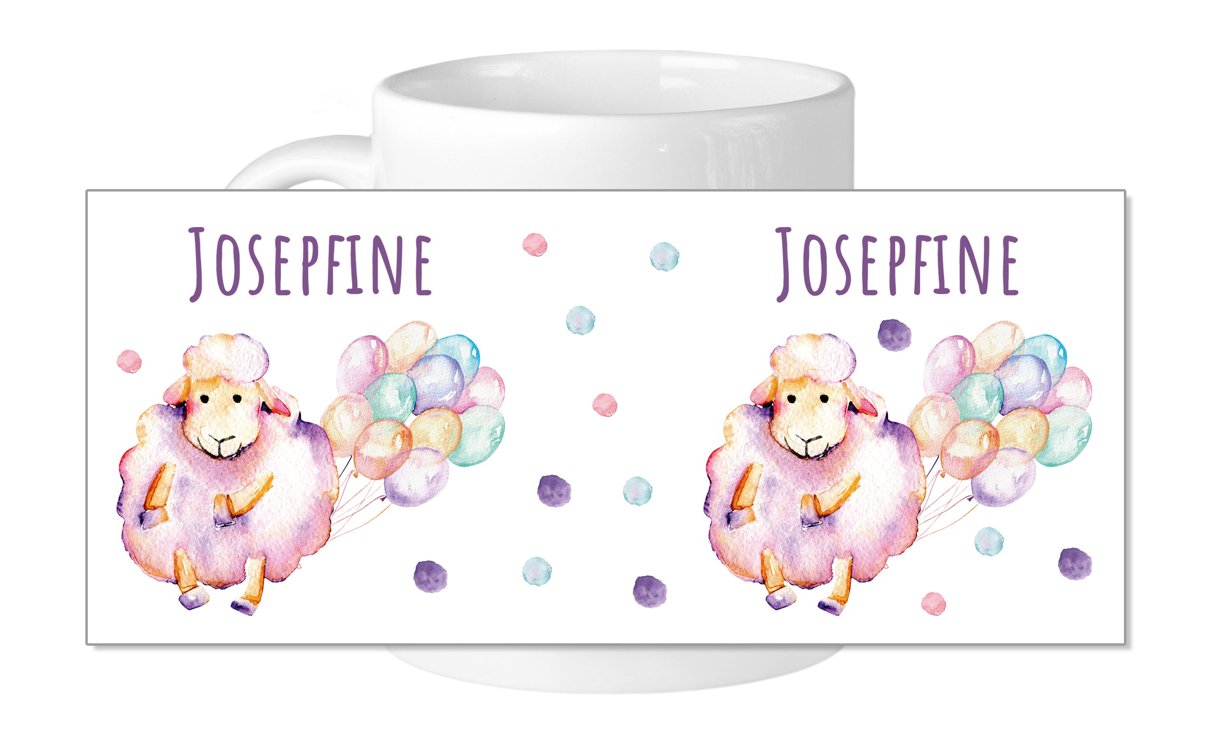 Tasse mit Schaf und Luftballons