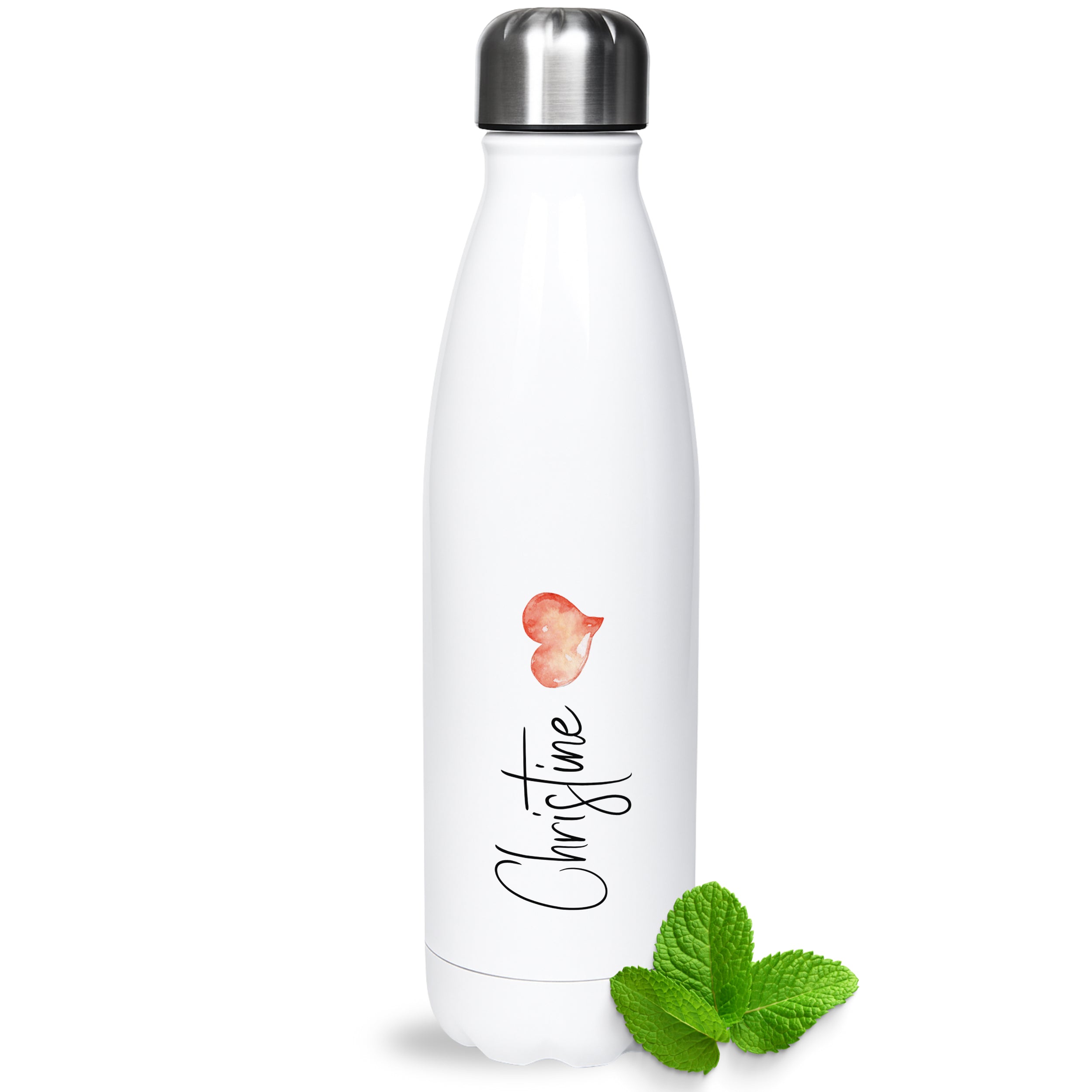 Thermoflasche mit individuellem Namen & Herz