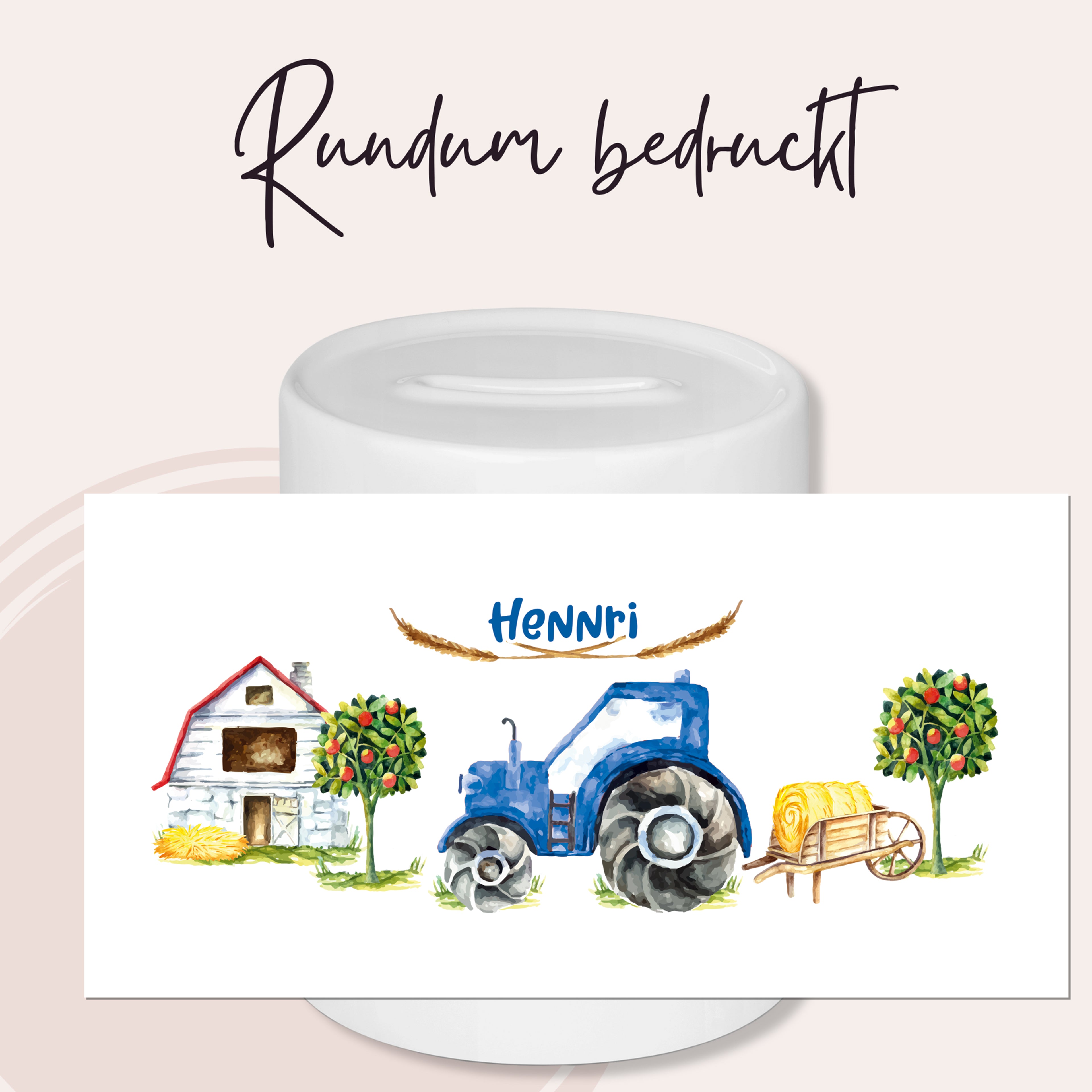 Spardose Traktor in blau