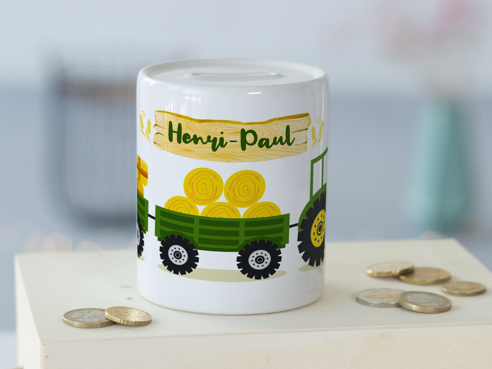Spardose Traktor in grün