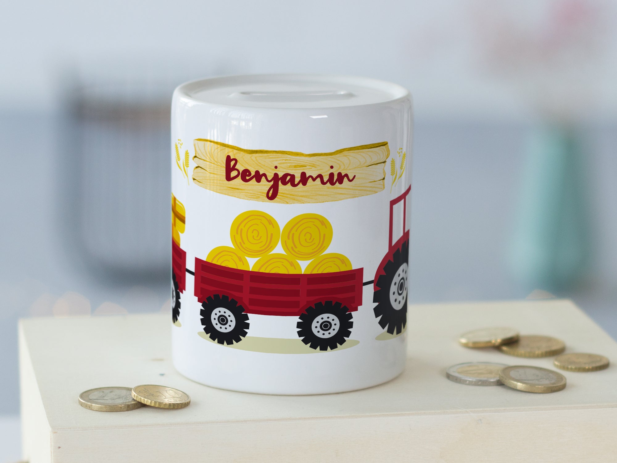 Spardose Traktor in rot