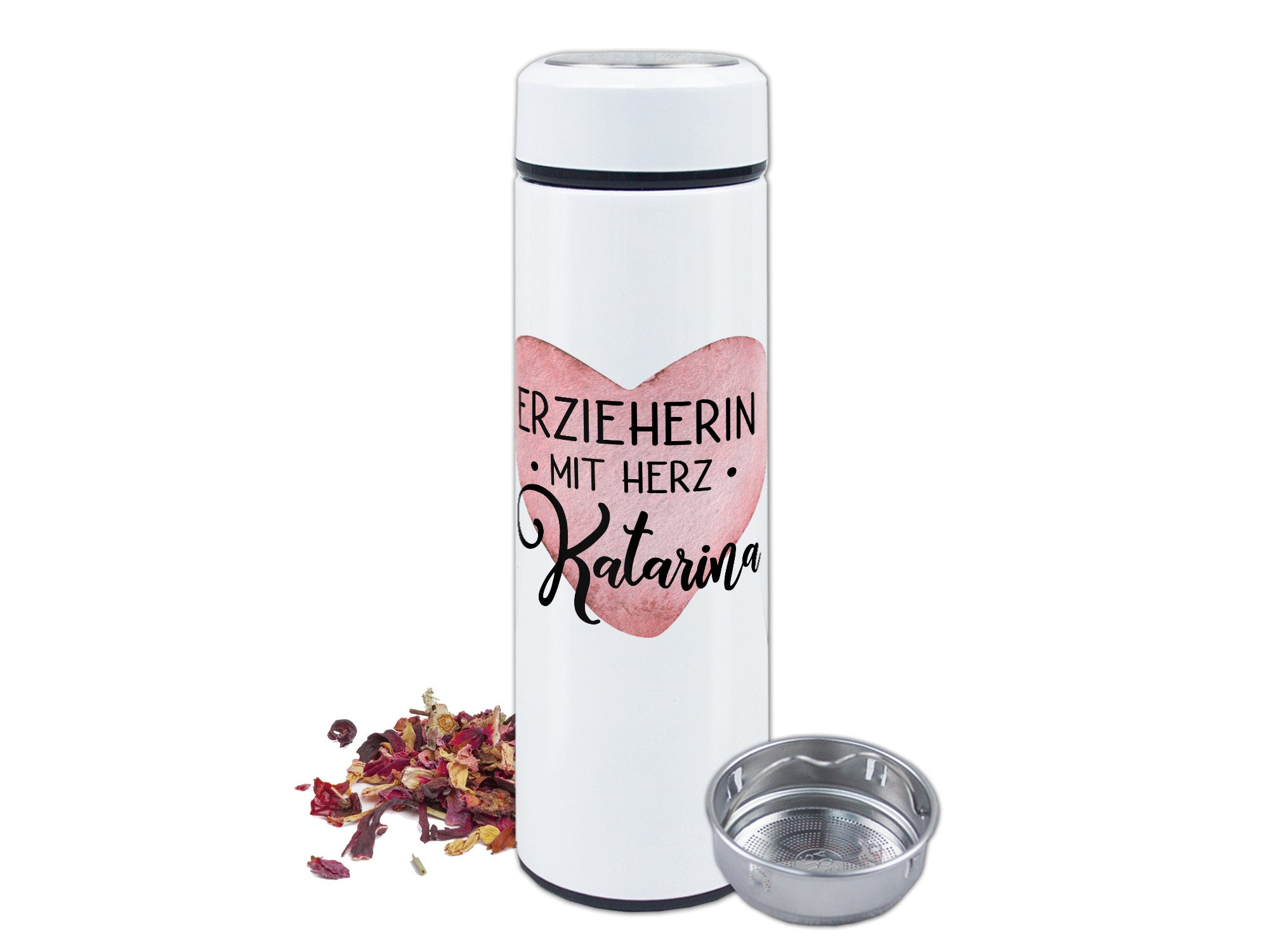 Tee Thermoflasche mit Herz - Für heiße Teemomente