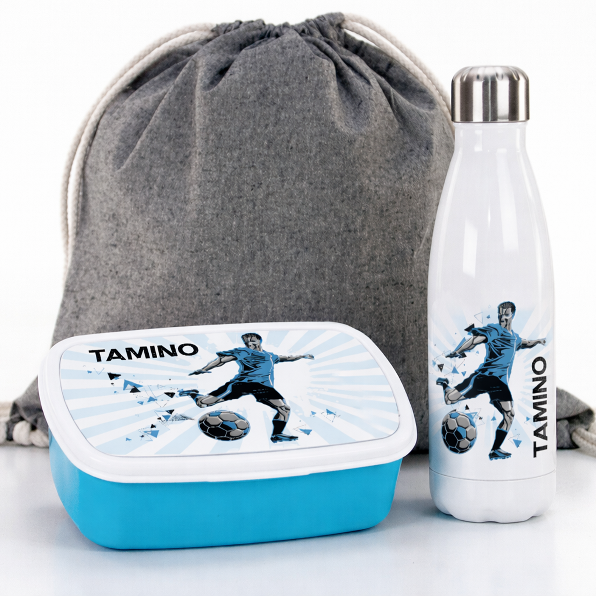 Geschenkset Trinkflasche mit Brotdose Fußballer