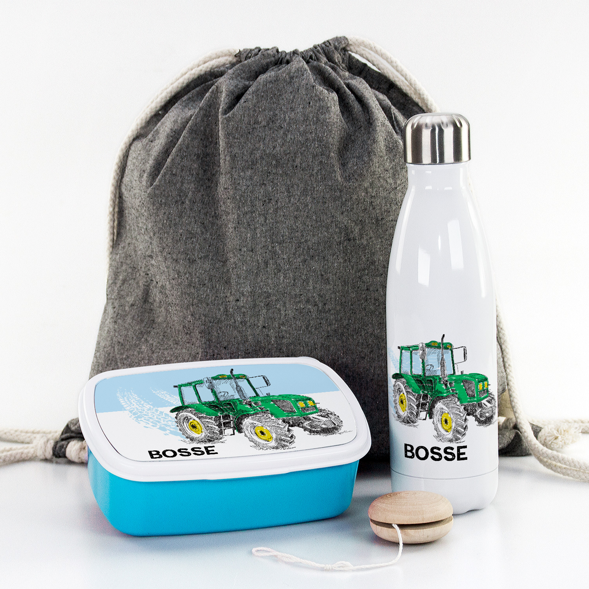 Geschenkset Trinkflasche mit Brotdose Trecker