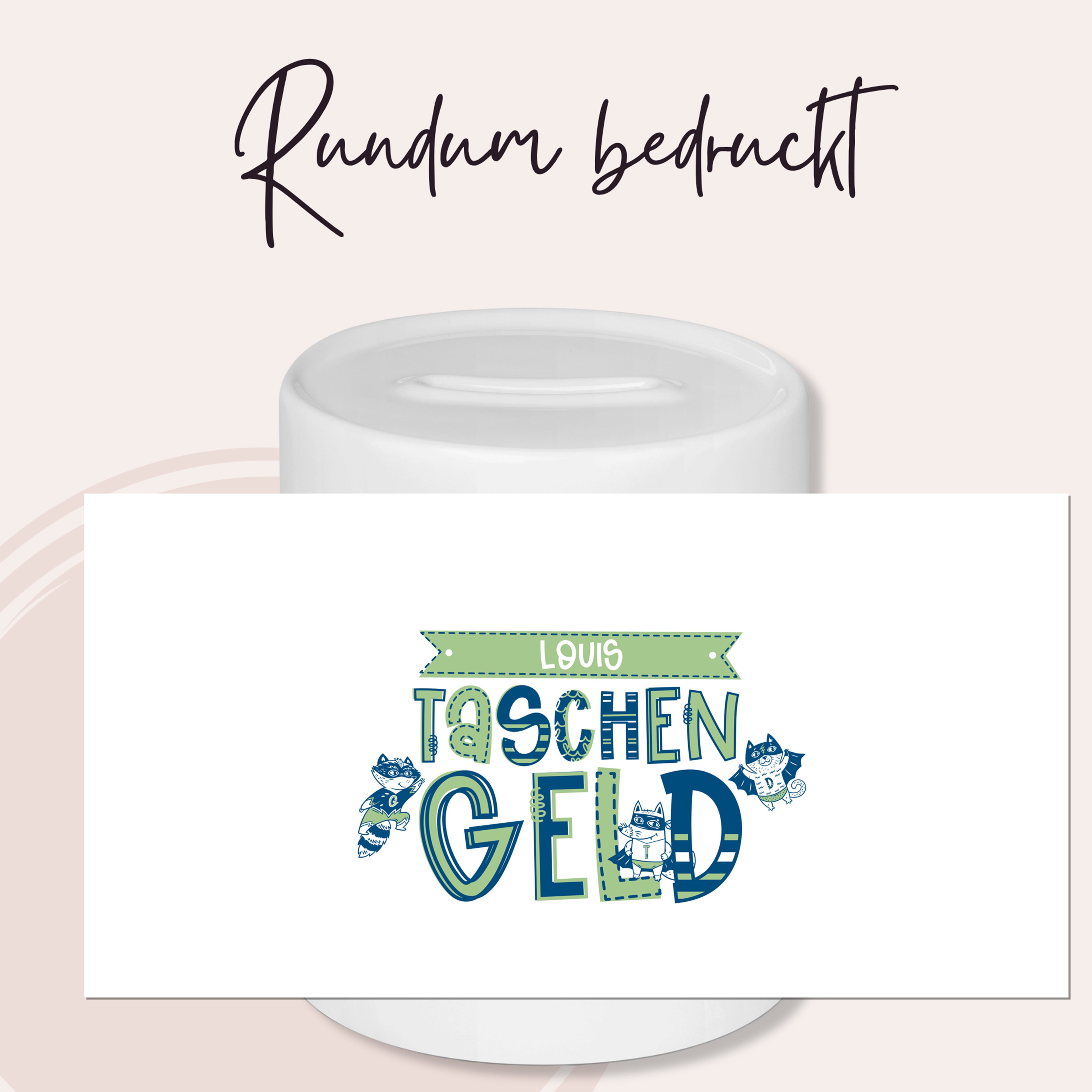 Spardose mit buntem Katzenmotiv