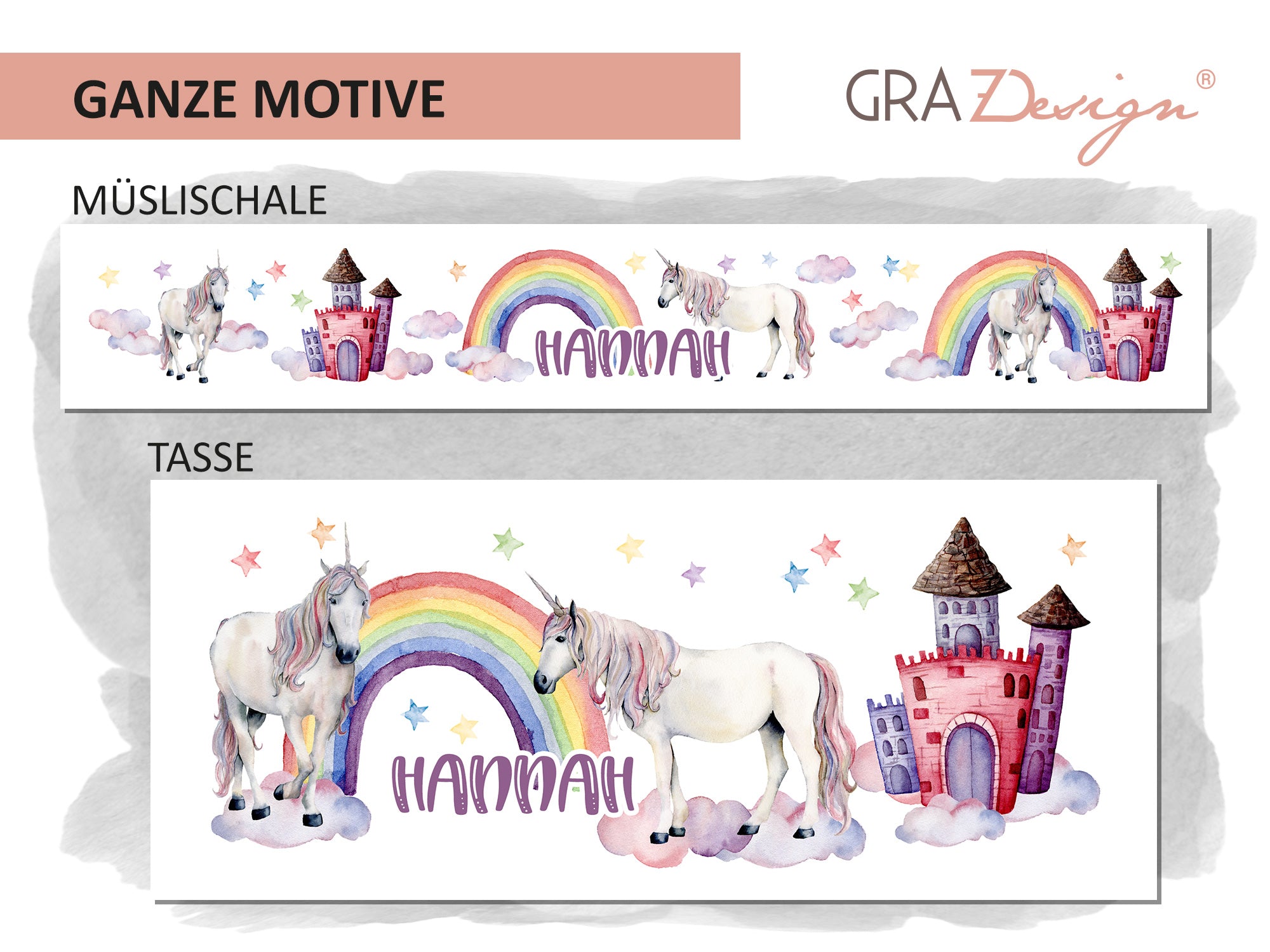 Müslischale & Tasse Set Regenbogen & Einhörner