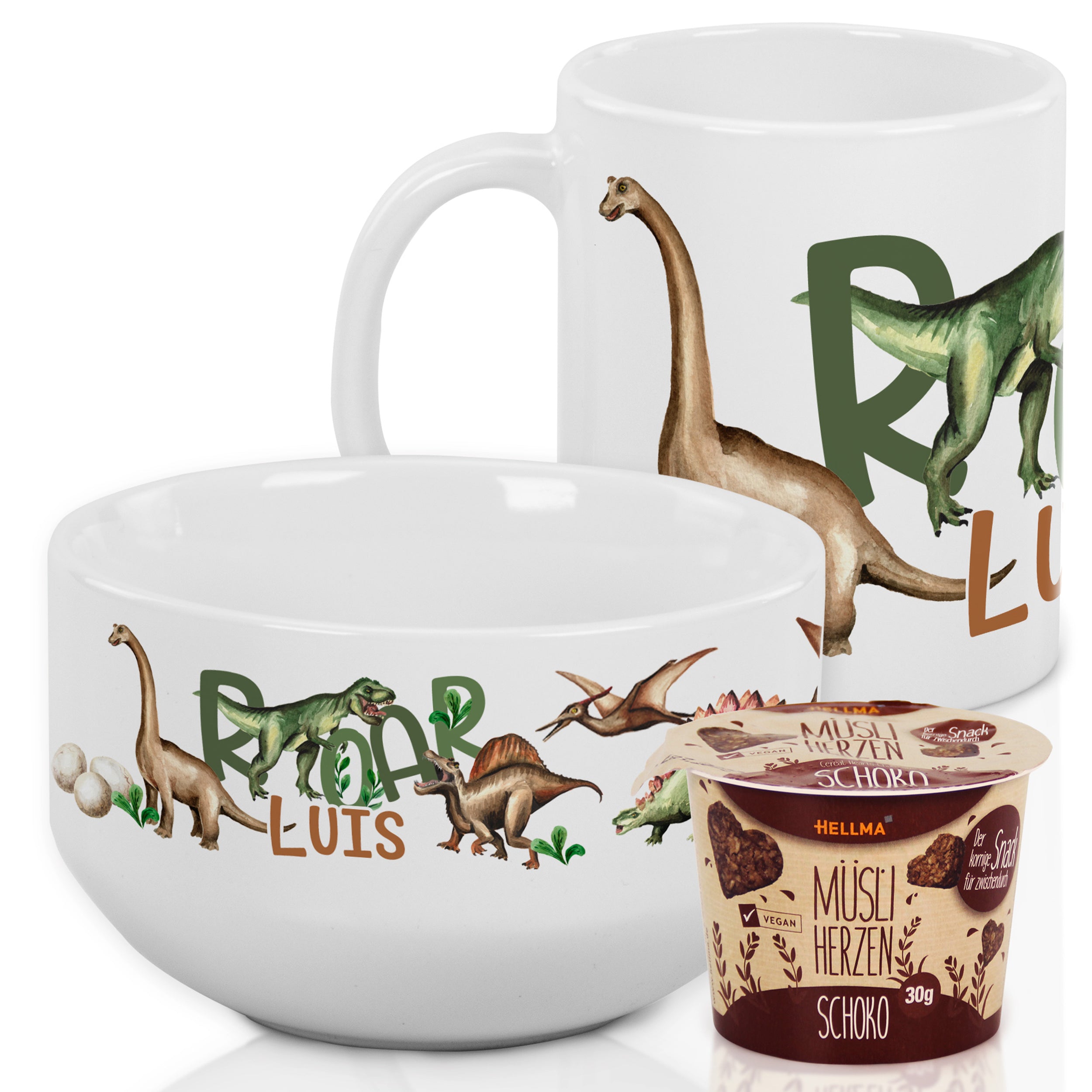 Frühstücksset Müslischale mit Tasse - Dino-Abenteuer für kleine Entdecker