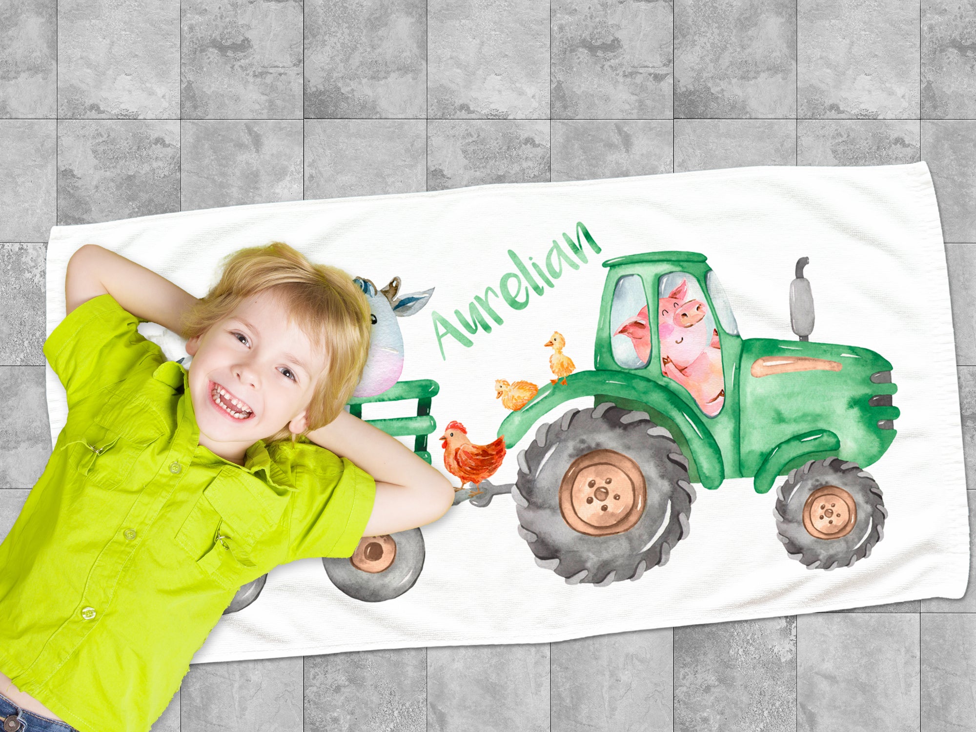 Handtuch Traktor mit Kuh