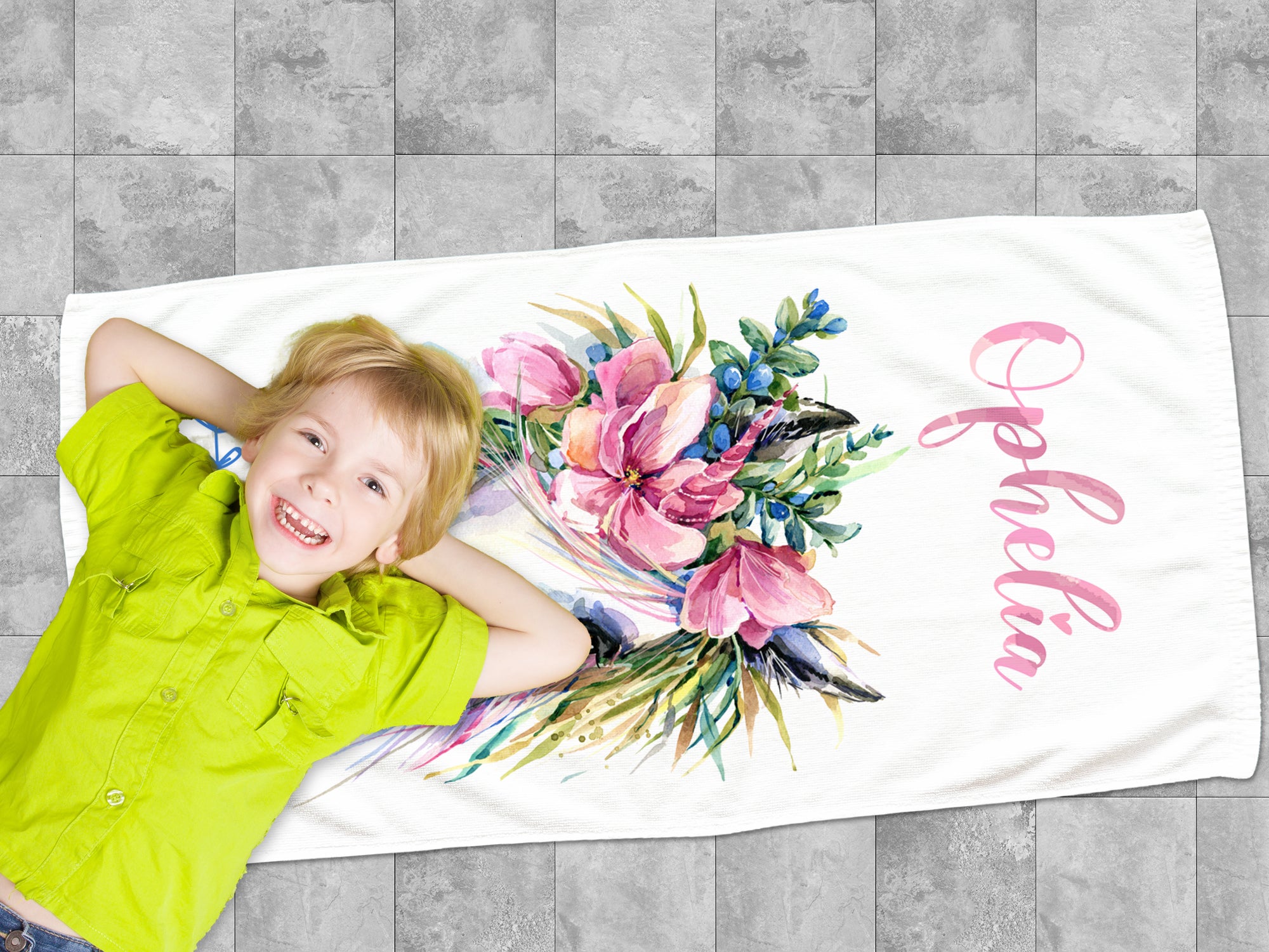 Handtuch Einhorn mit Blumen