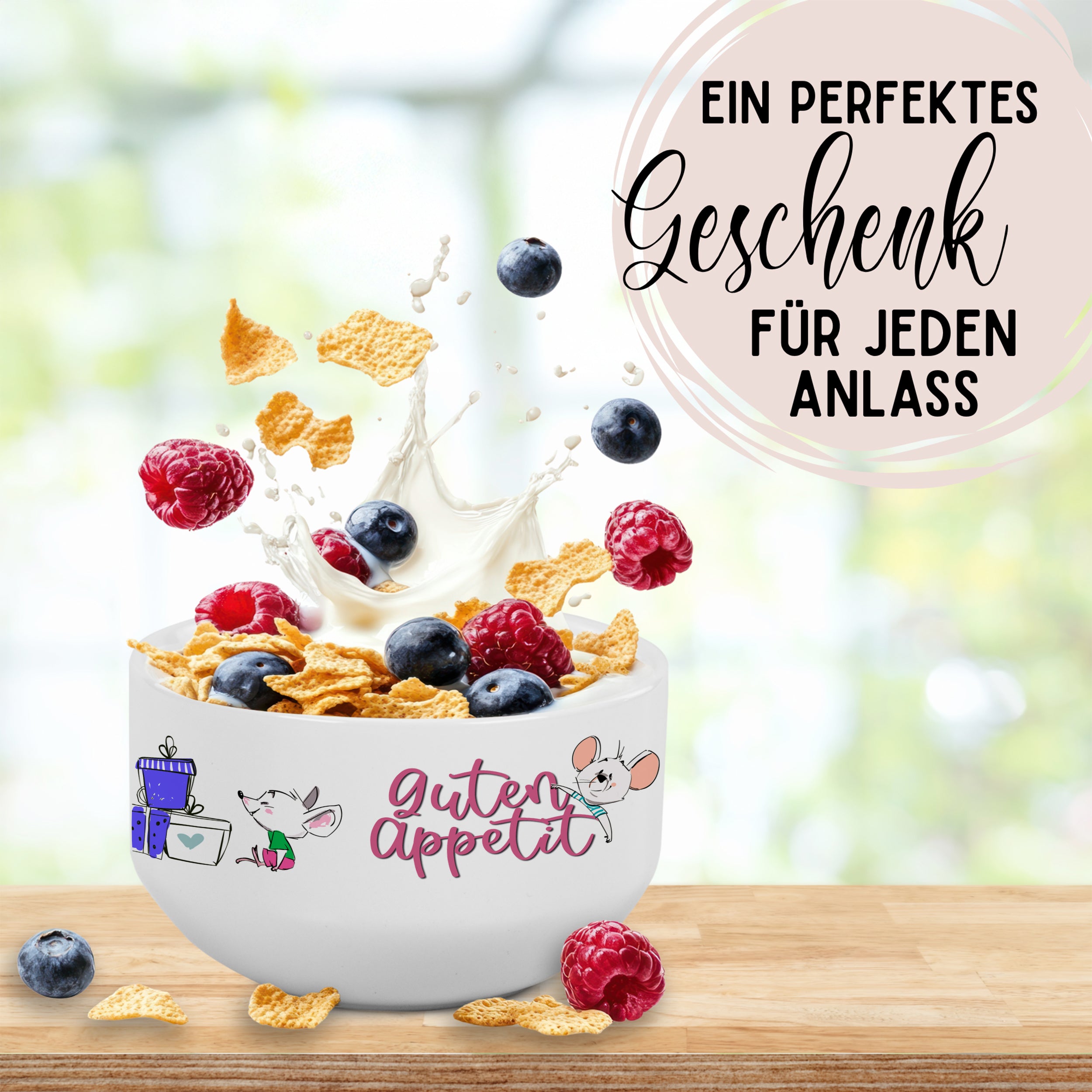 Müslischale mit niedlichen Mäusen