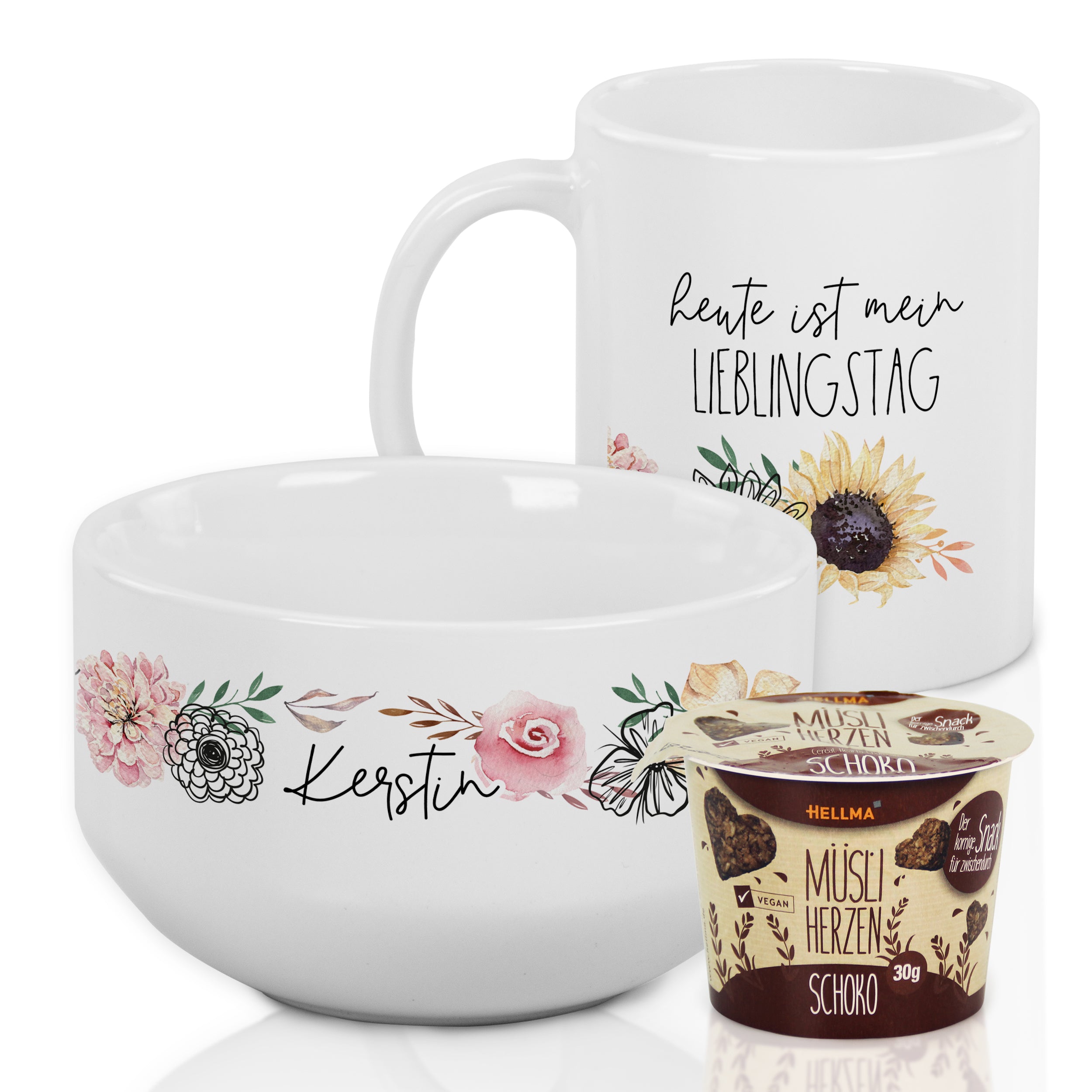 Frühstücksset mit Blumenmotiv