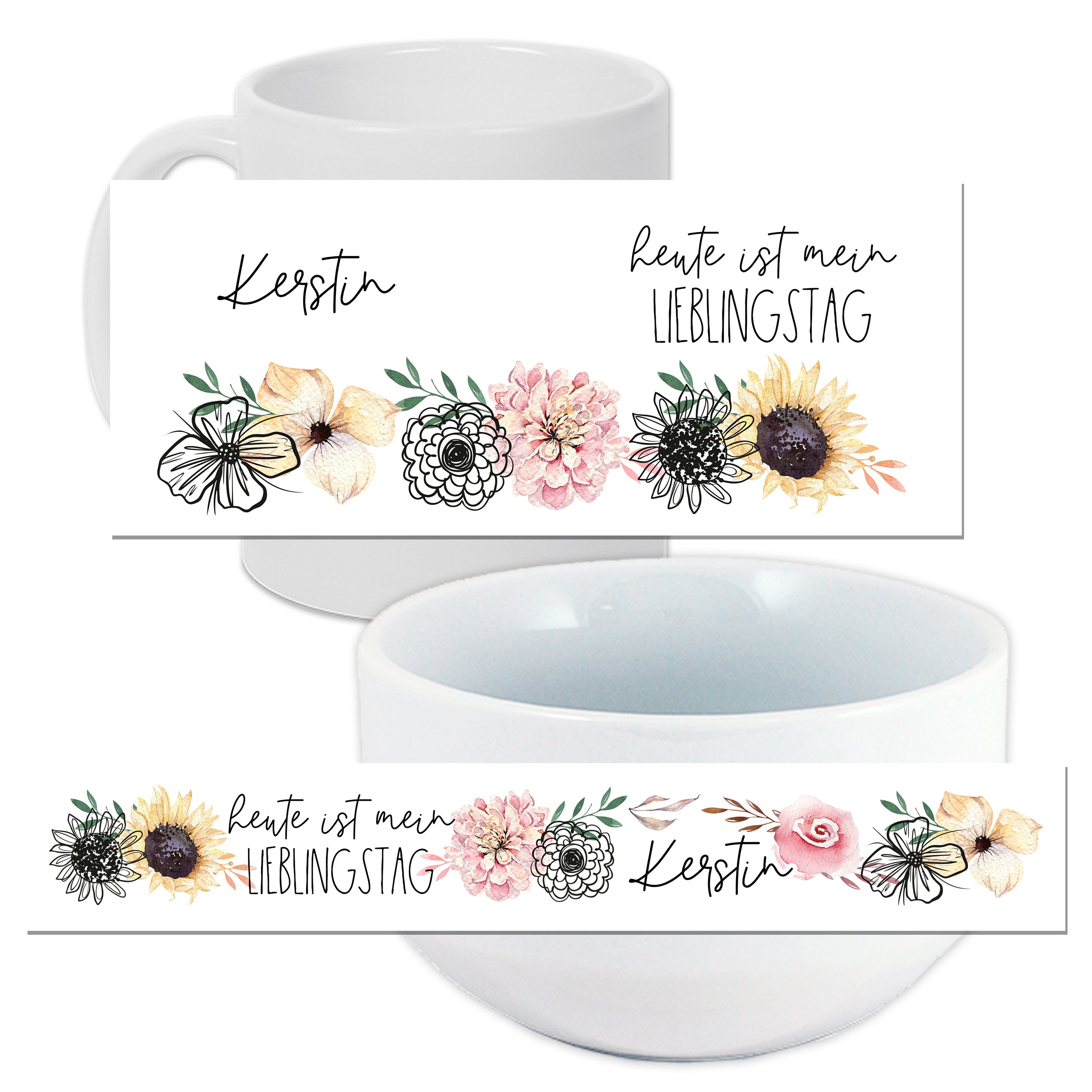 Frühstücksset mit Blumenmotiv