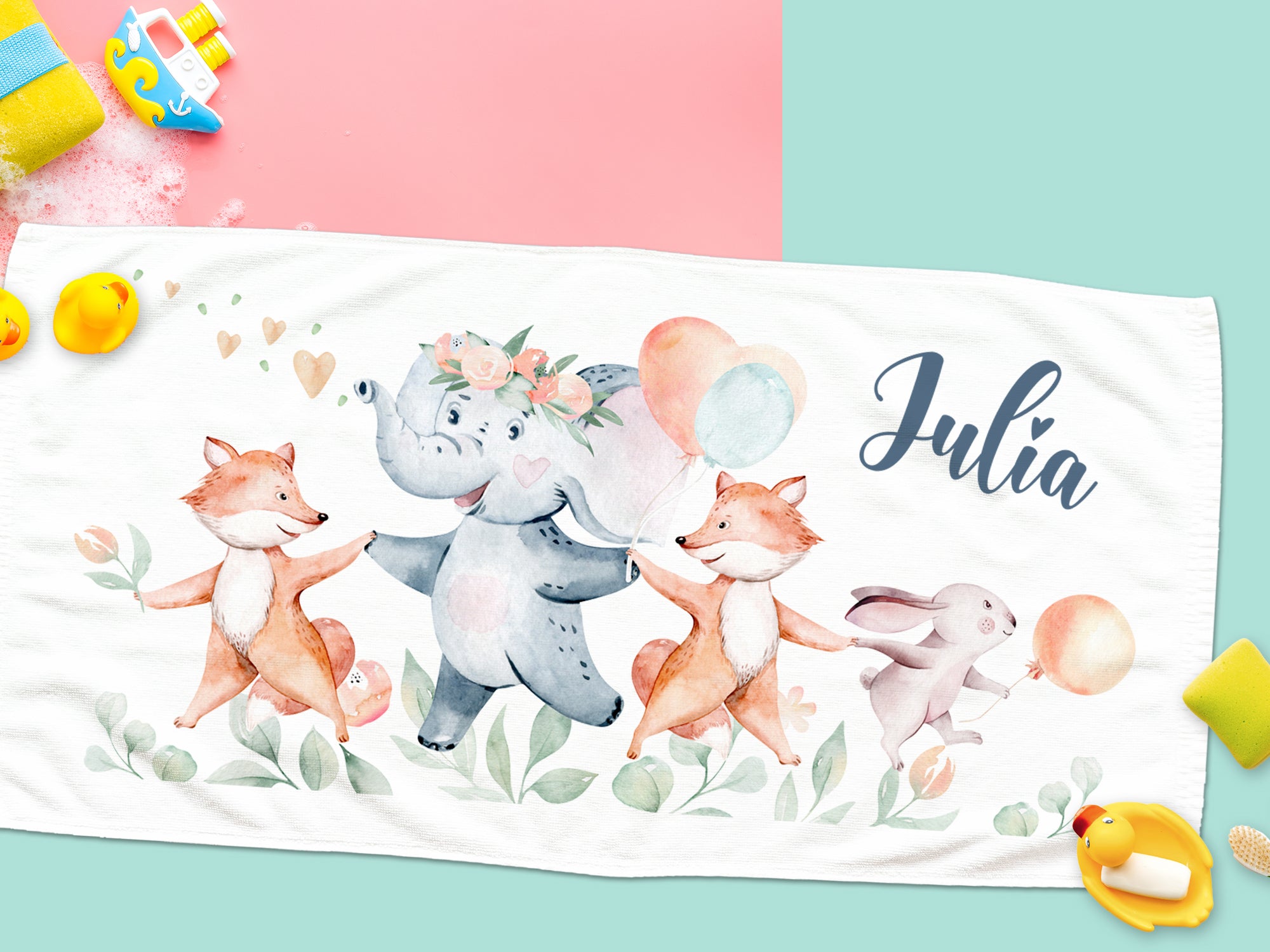 Handtuch mit tierischen Freunden