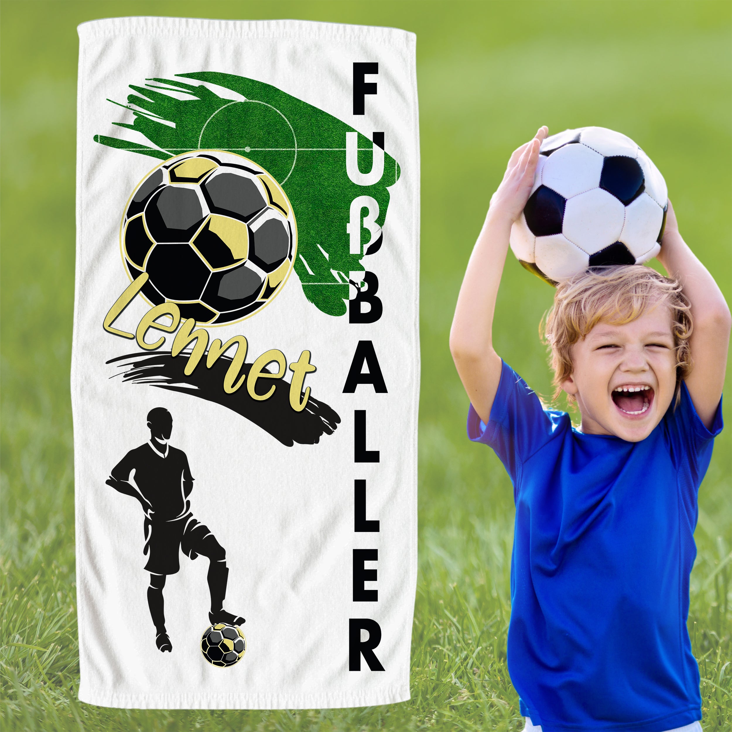 Handtuch Fußballer in grün