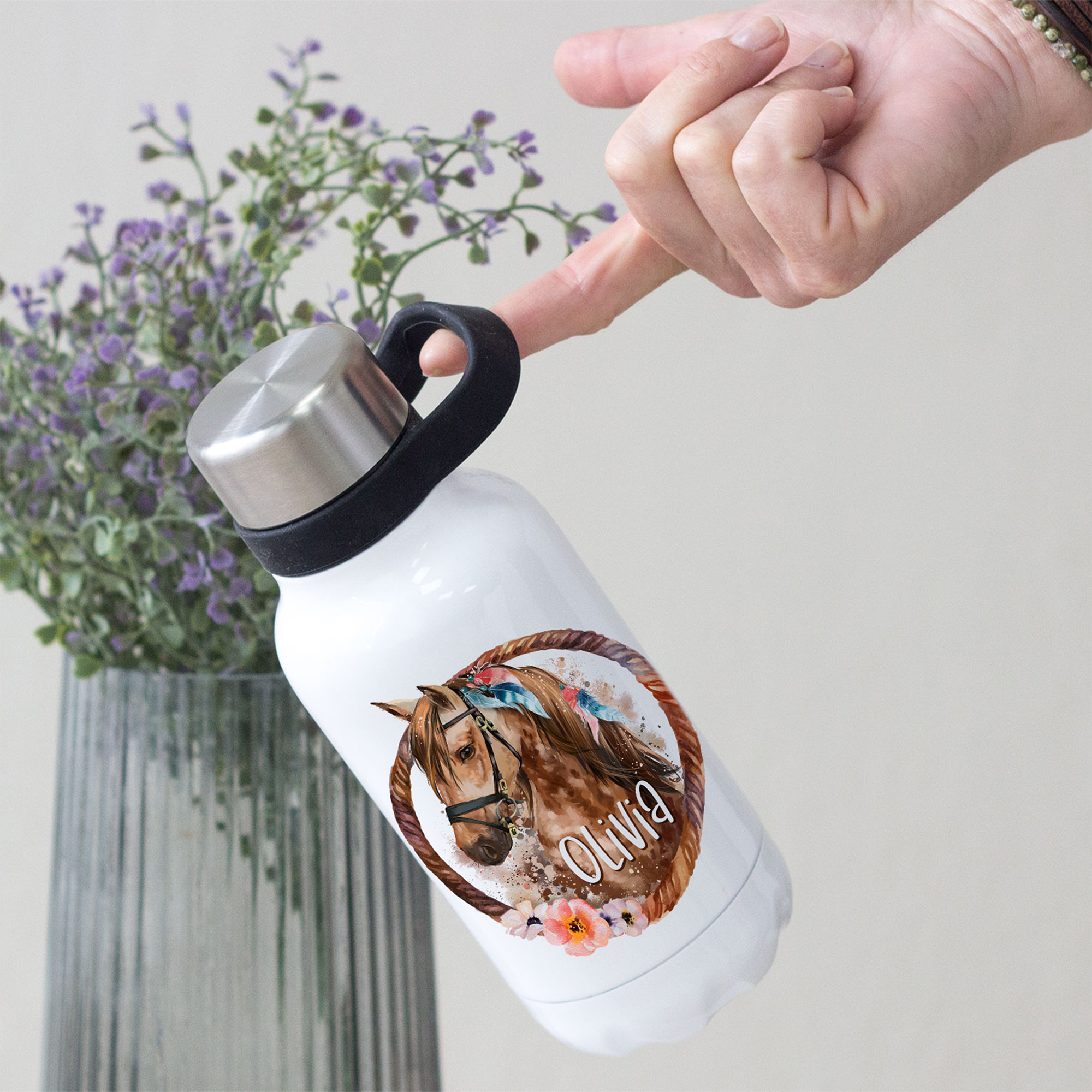 Thermosflasche  Pferd im Boho-Stil