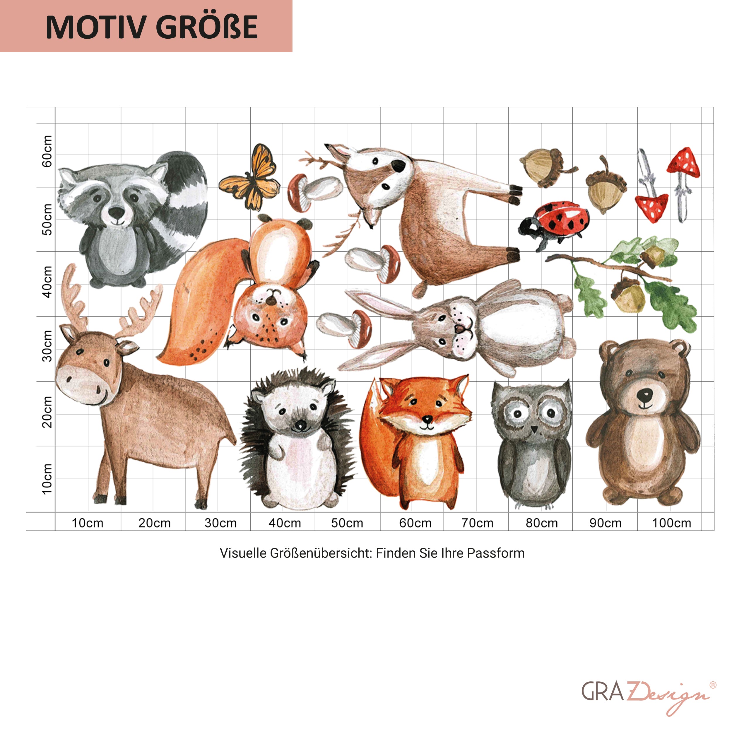 Wandtattoo Kinderzimmer mit süßen Waldtieren