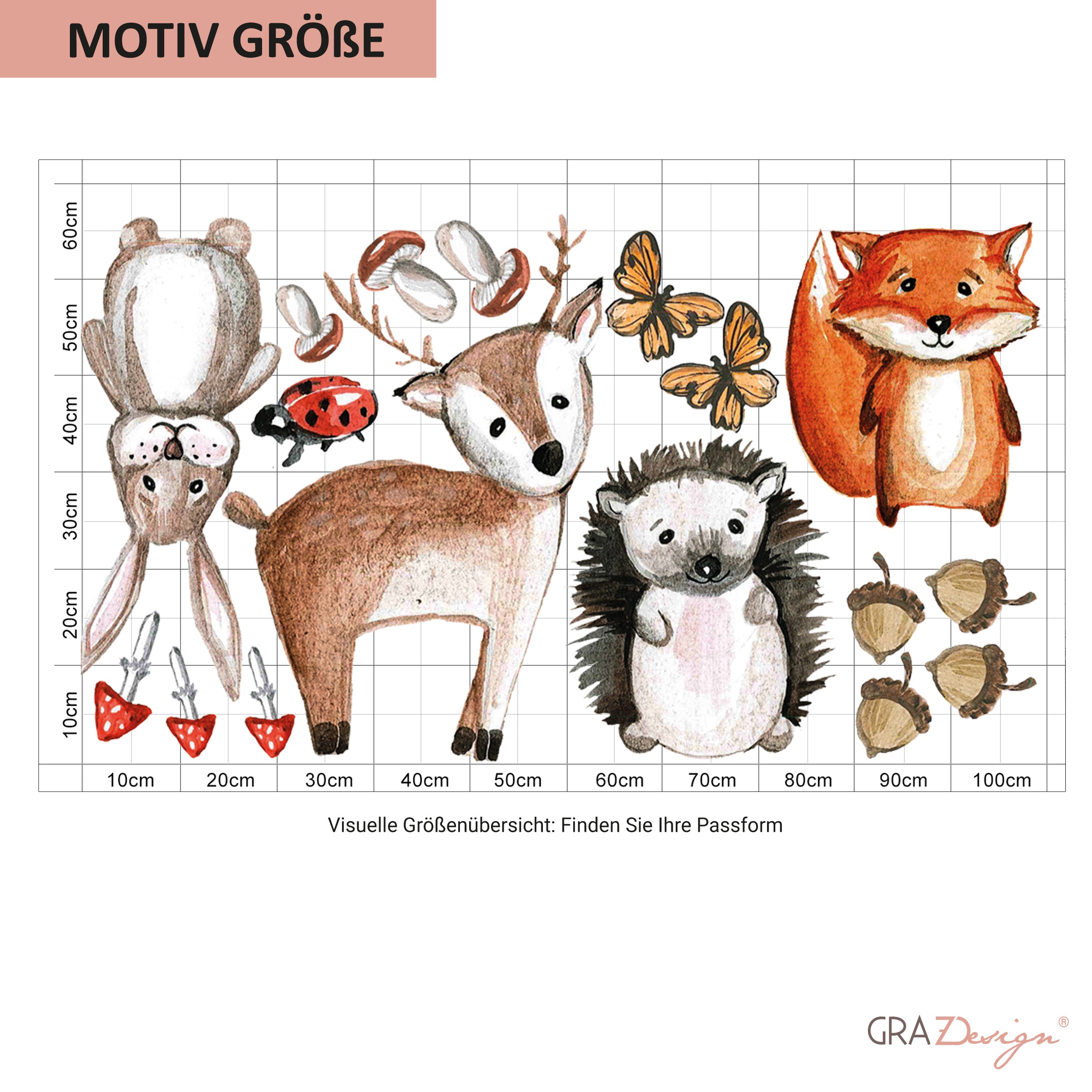 Wandtattoo Kinderzimmer mit Waldtieren