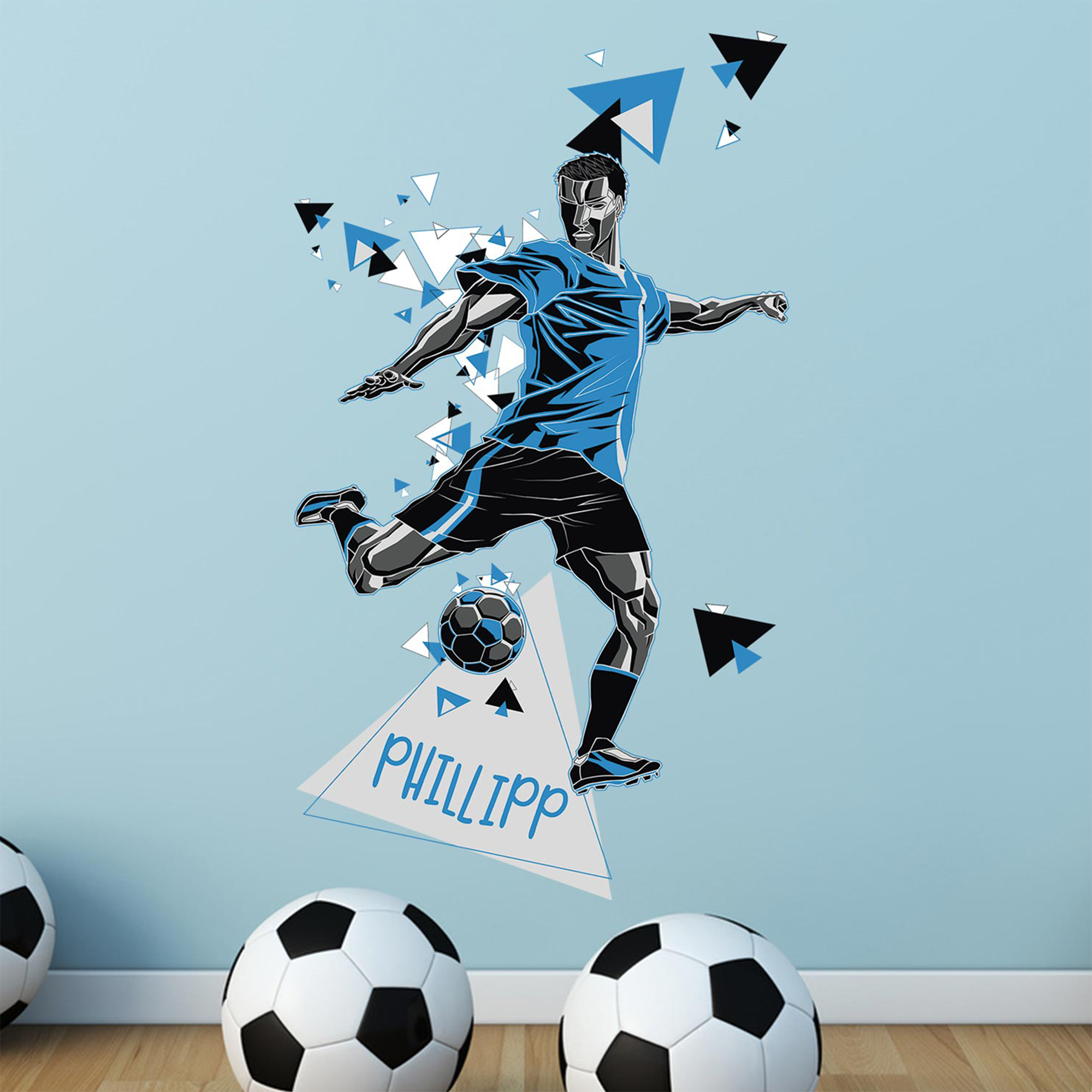 Personalisiertes Fußballer-Wandtattoo Wunschname