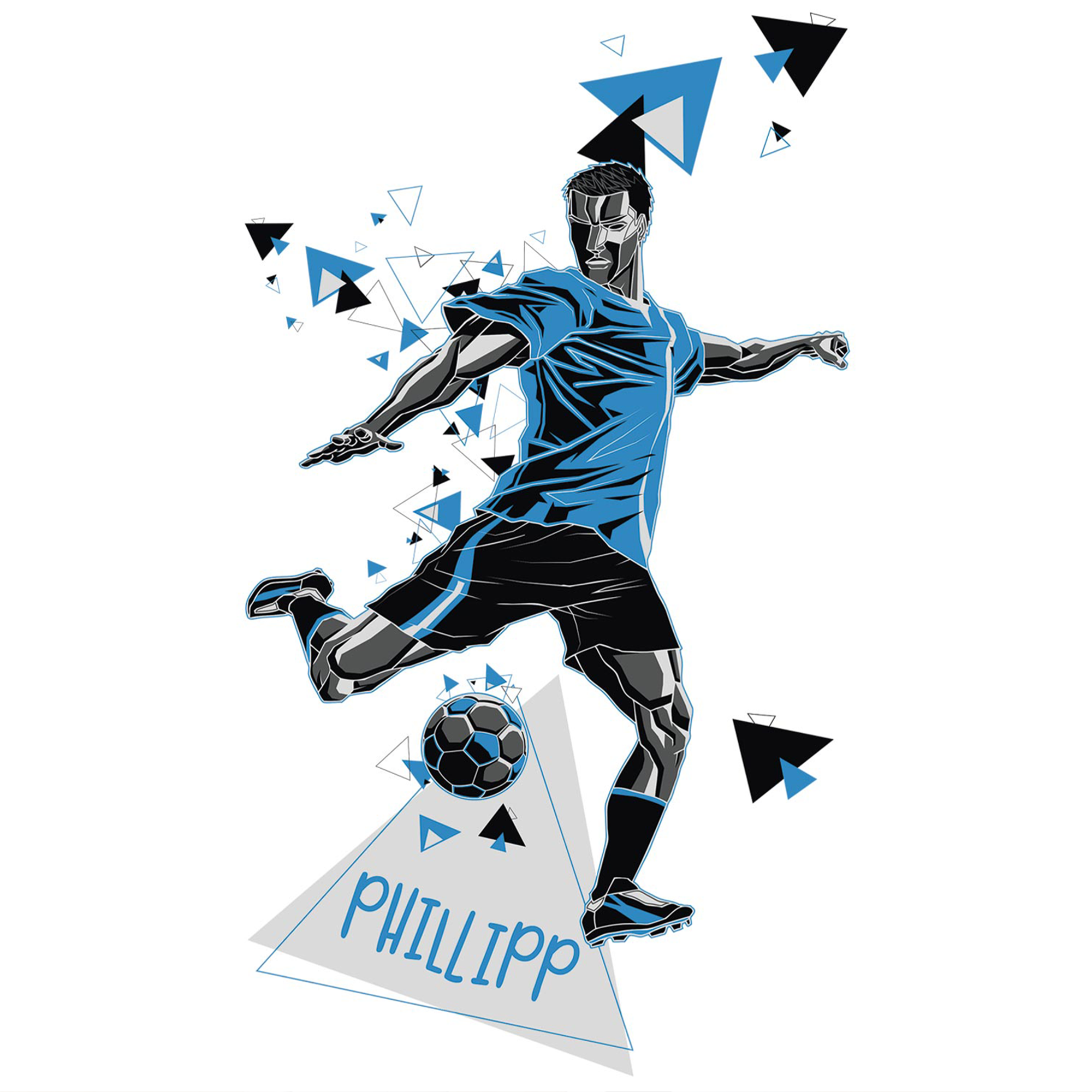 Personalisiertes Fußballer-Wandtattoo Wunschname