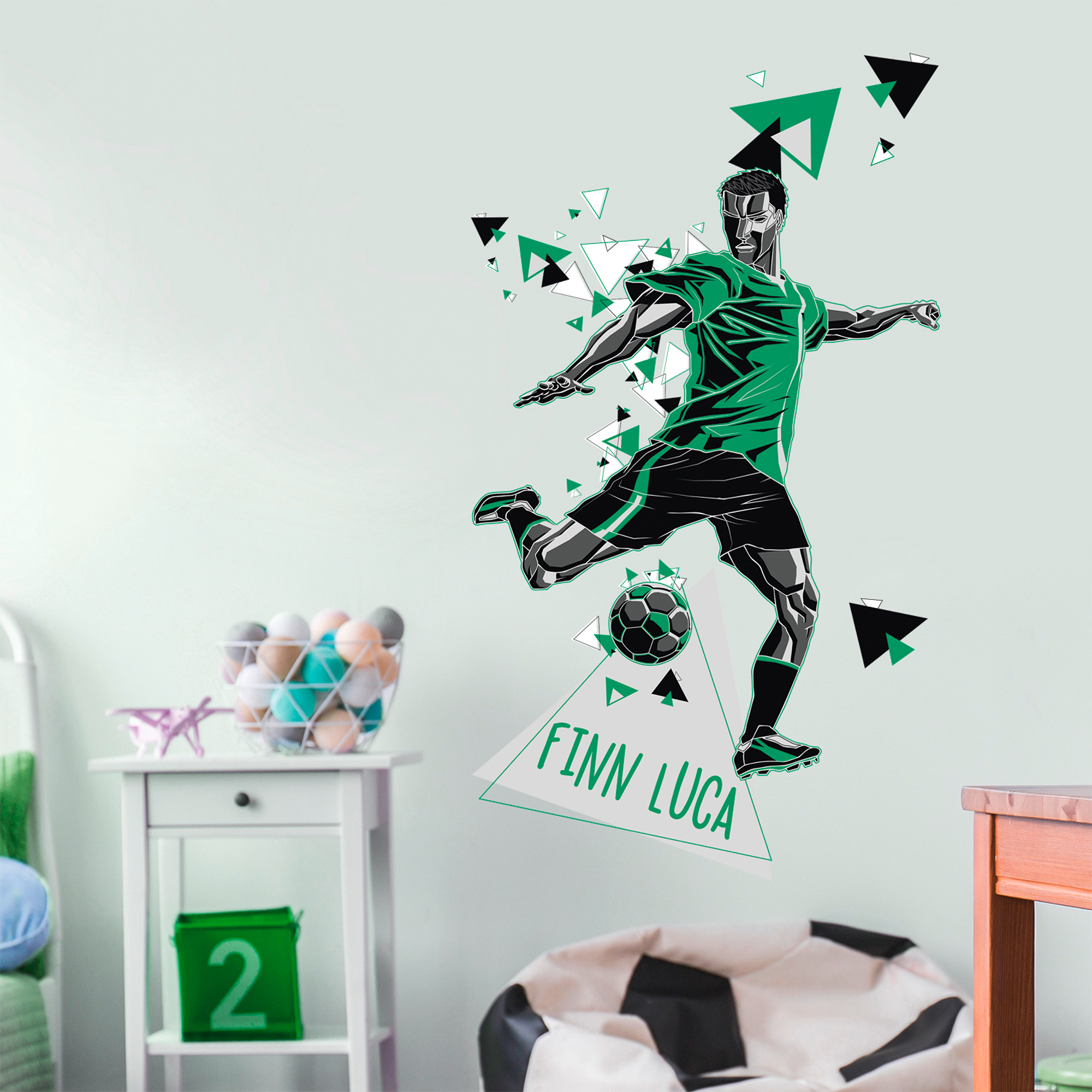 Personalisiertes Fußballer-Wandtattoo Wunschname
