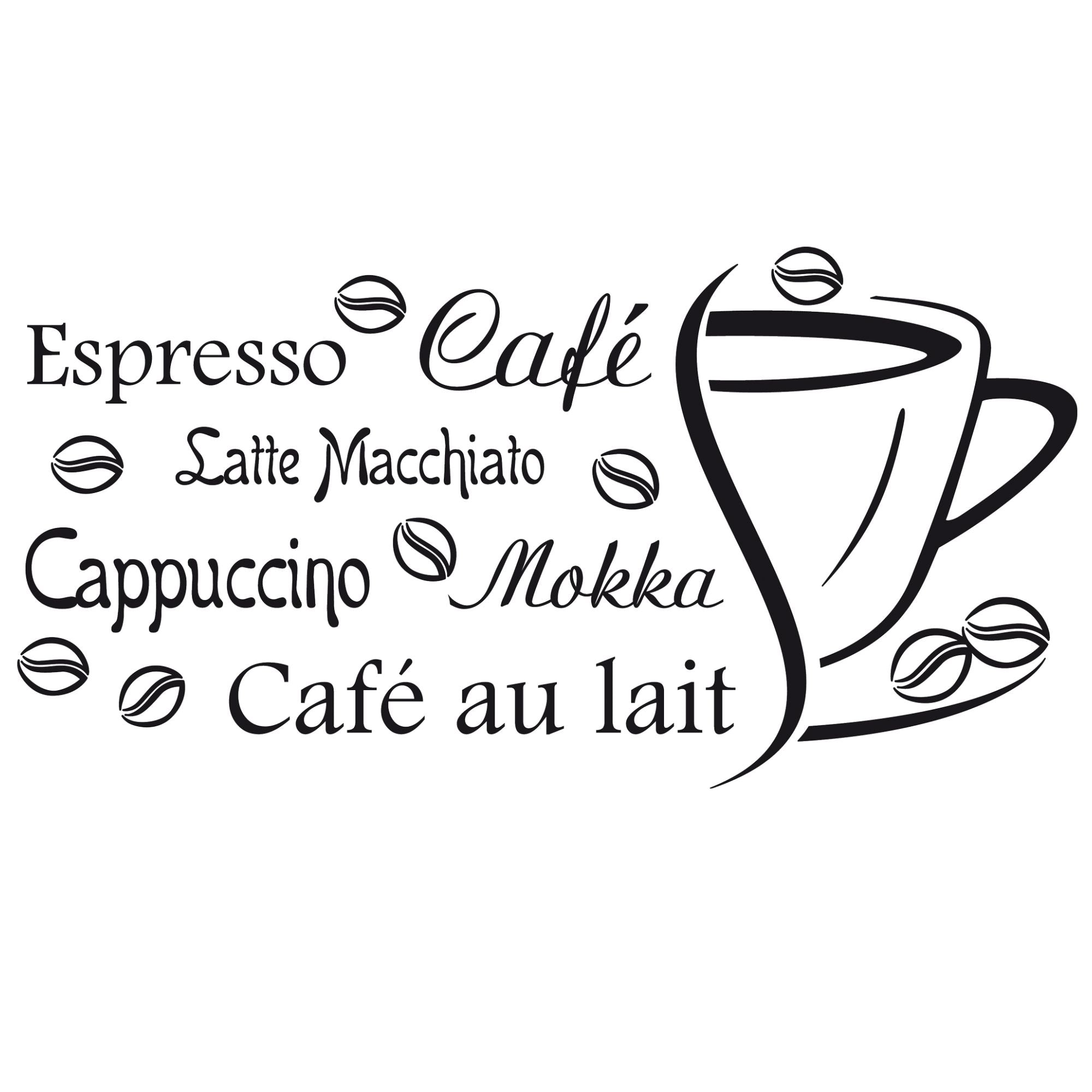 Wandtattoo Kaffee Wörter