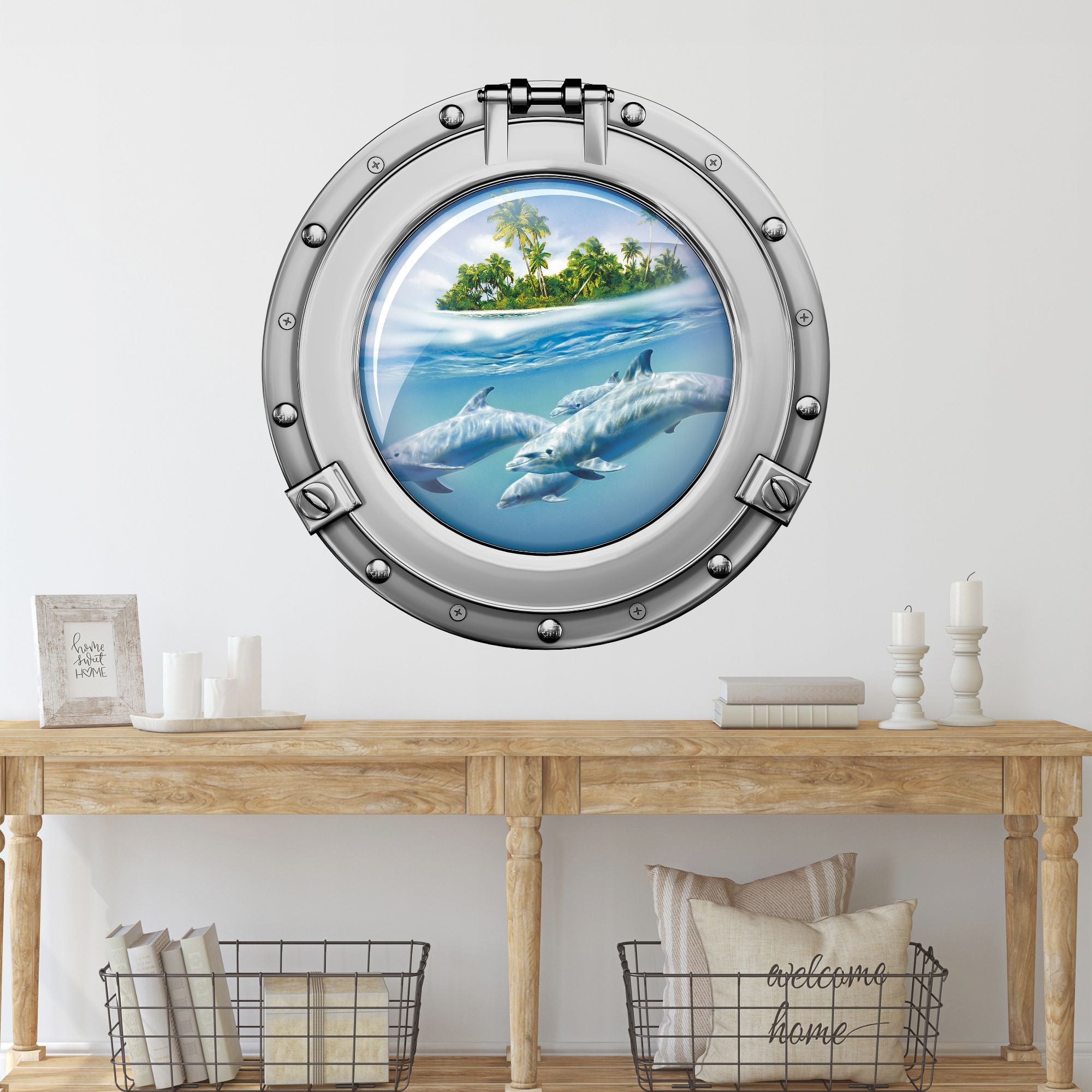 Wandtattoo Bullauge Delfine