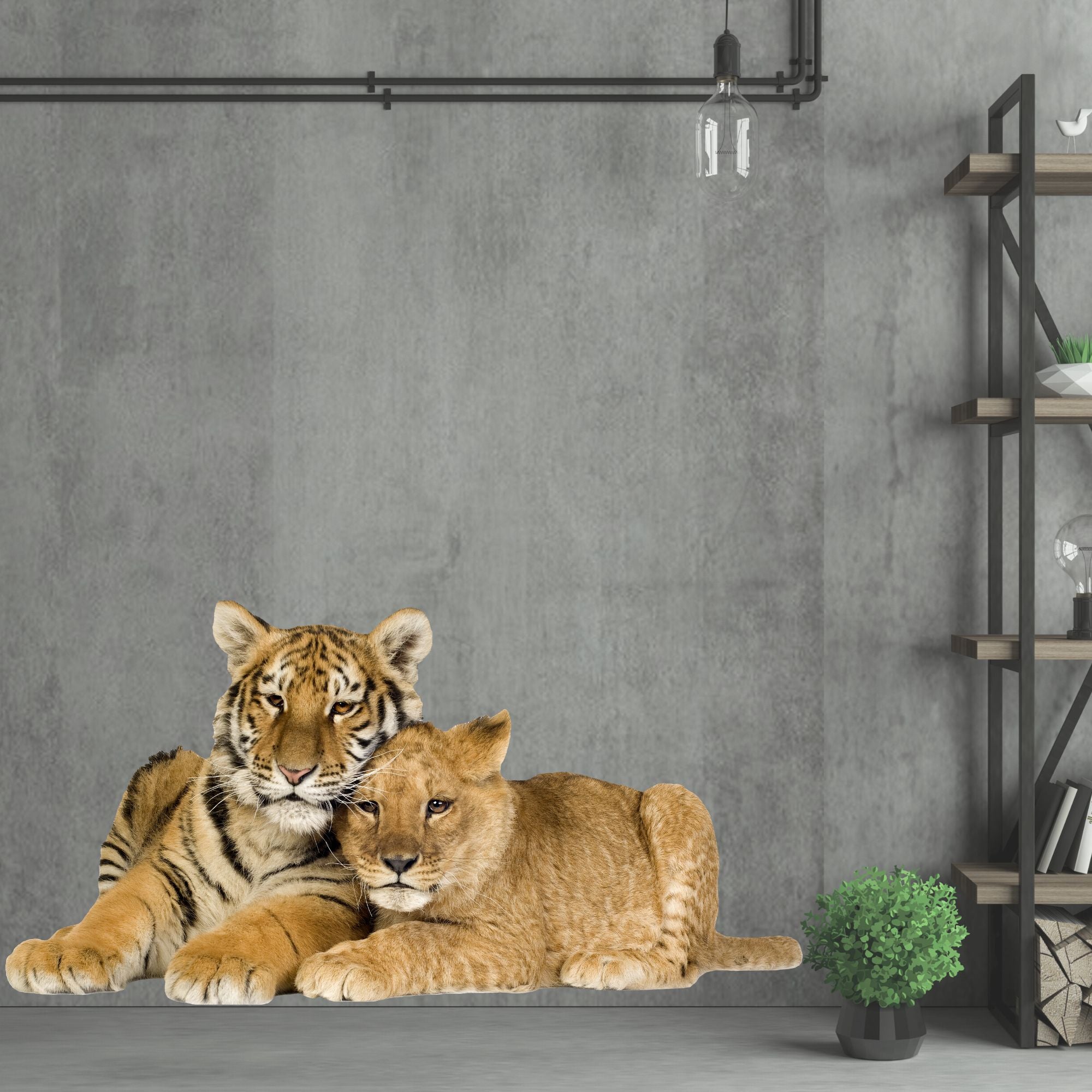Wandtattoo Tiger und Löwenjunges