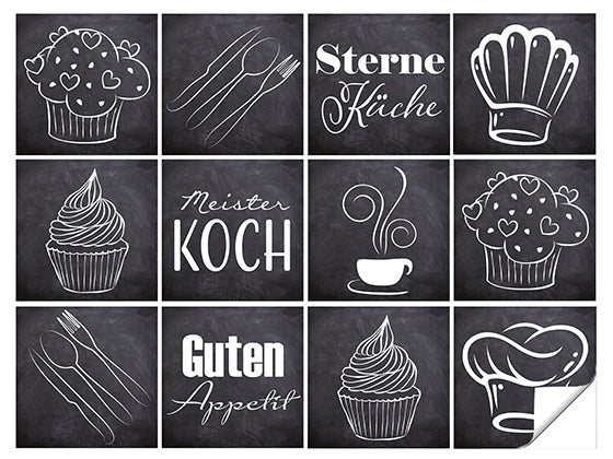 Fliesenaufkleber Kreidetafel Design 12 Stück