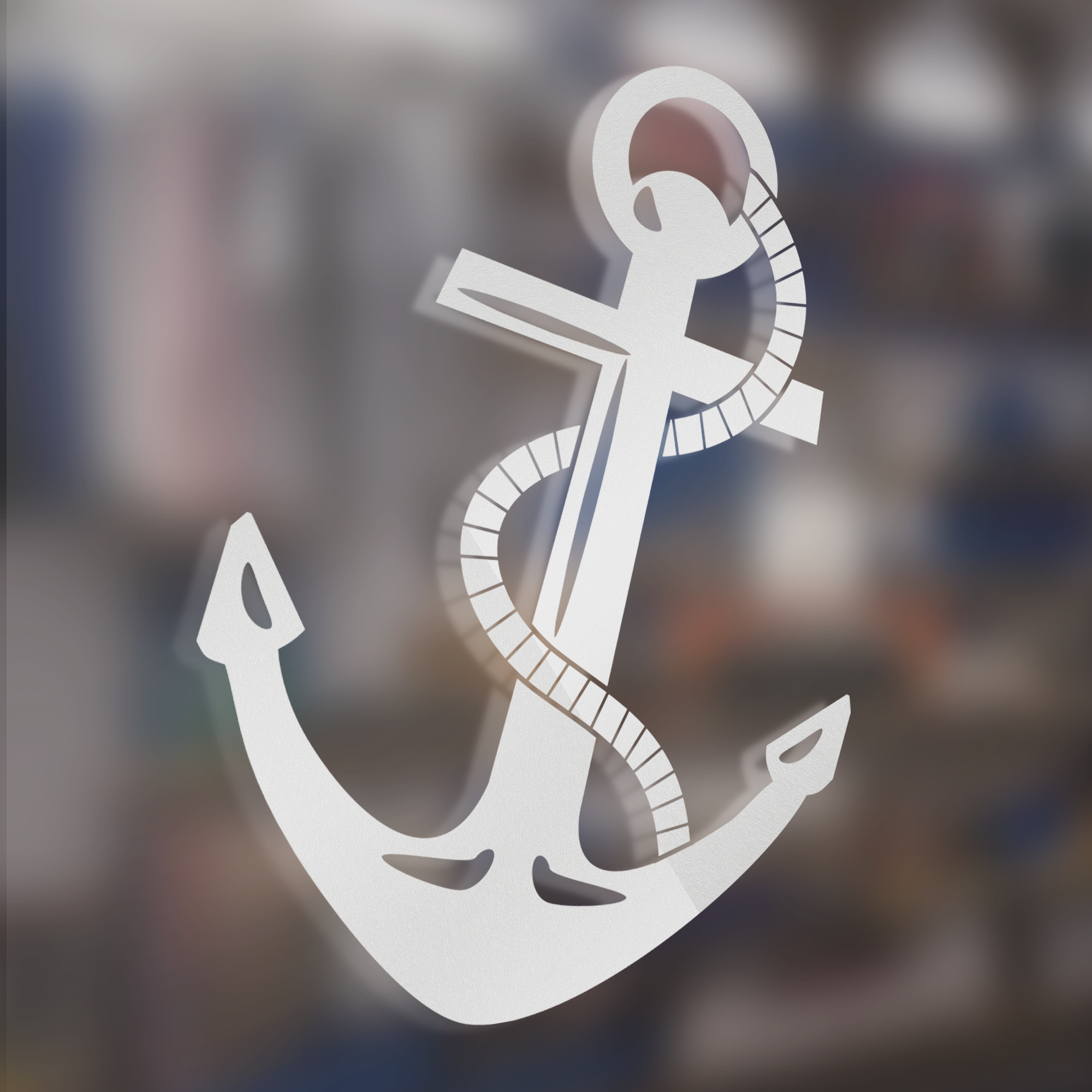 Weißer Anker mit Schlange, dekoratives maritimes Design.