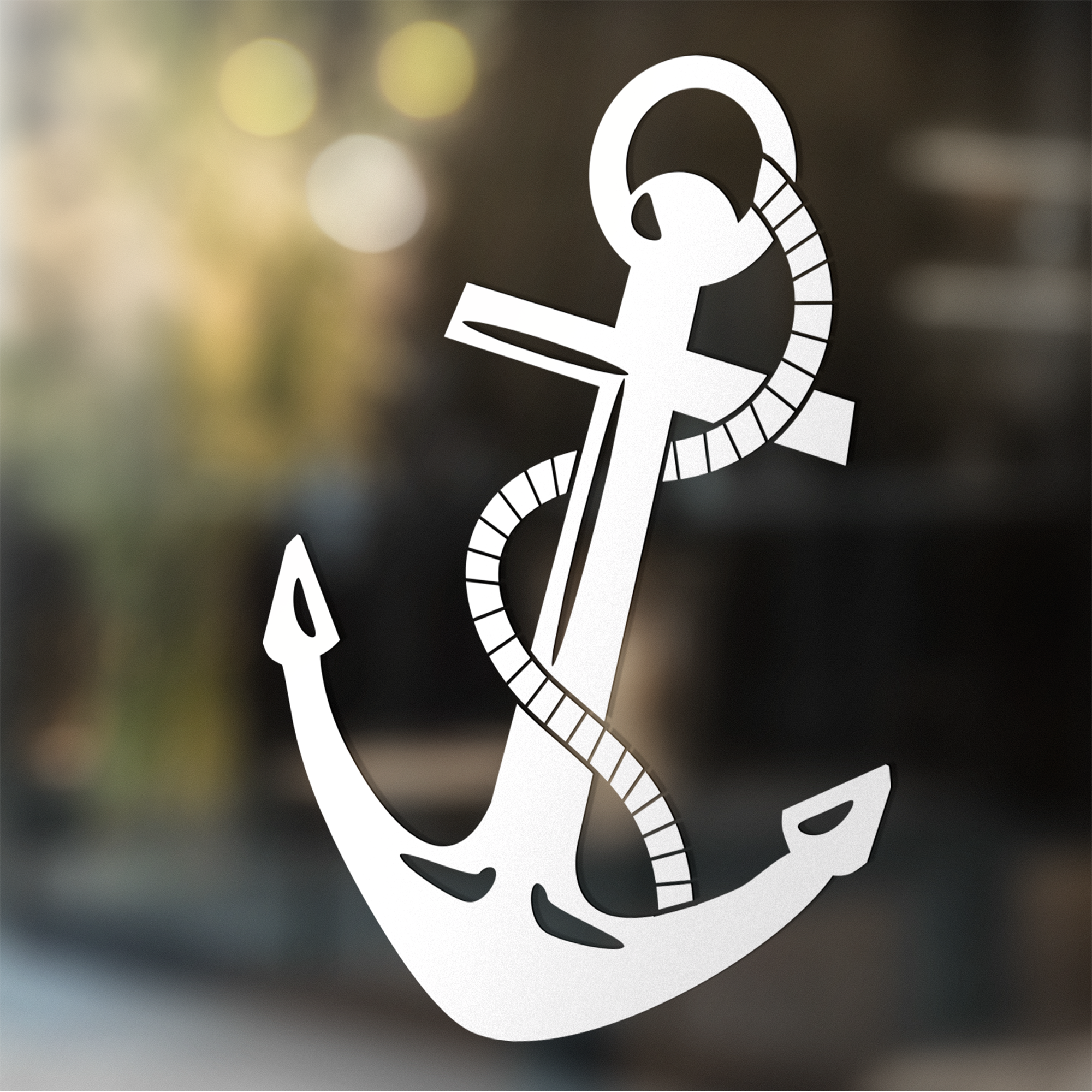 Weißer Anker mit Seil auf transparentem Hintergrund.