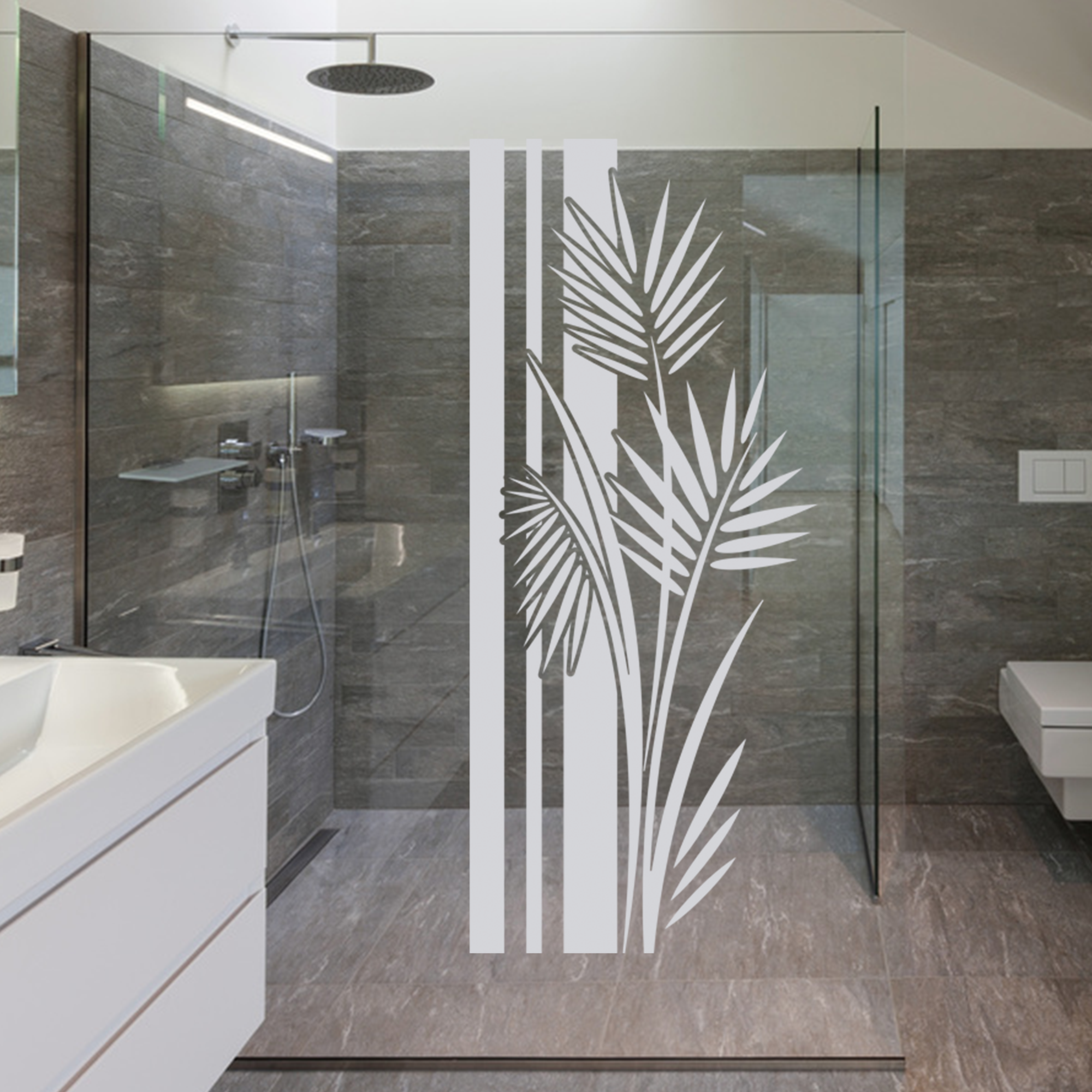 Fenstertattoo Wellness Banner mit Palmen-Blättern