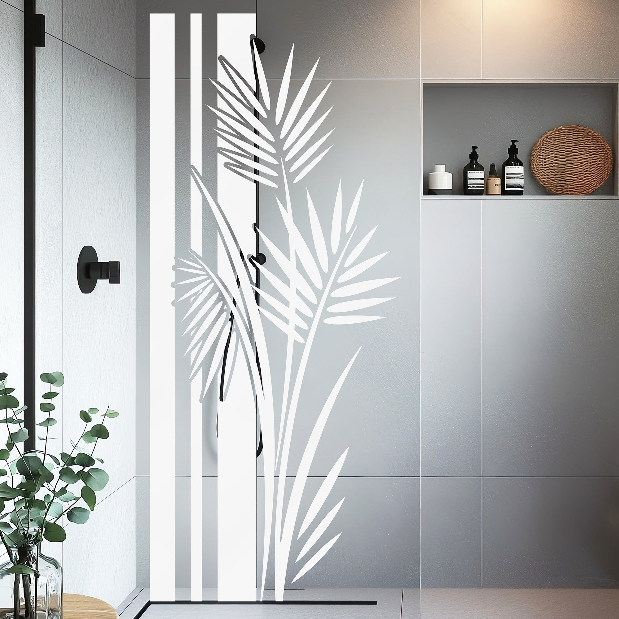 Fenstertattoo Wellness Banner mit Palmen-Blättern