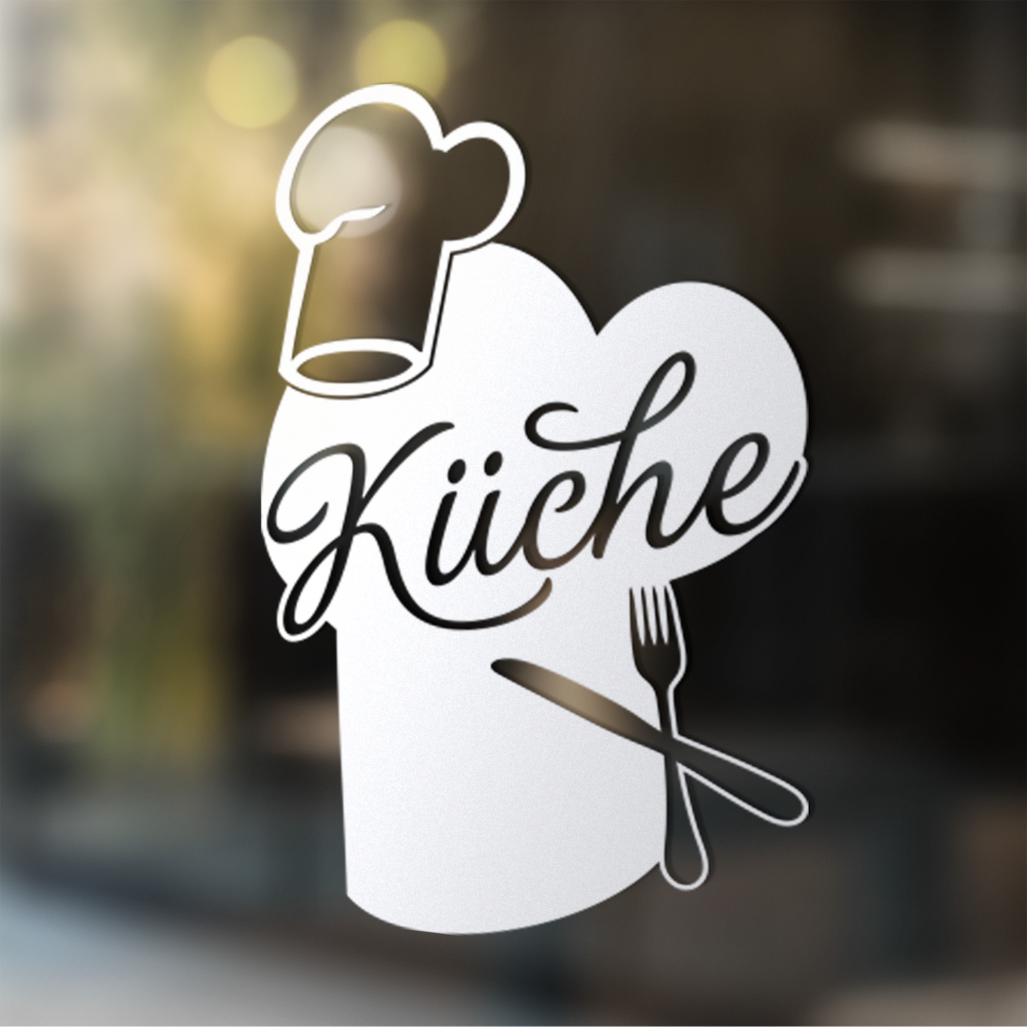 Glastür Aufkleber Küche mit Kochmütze