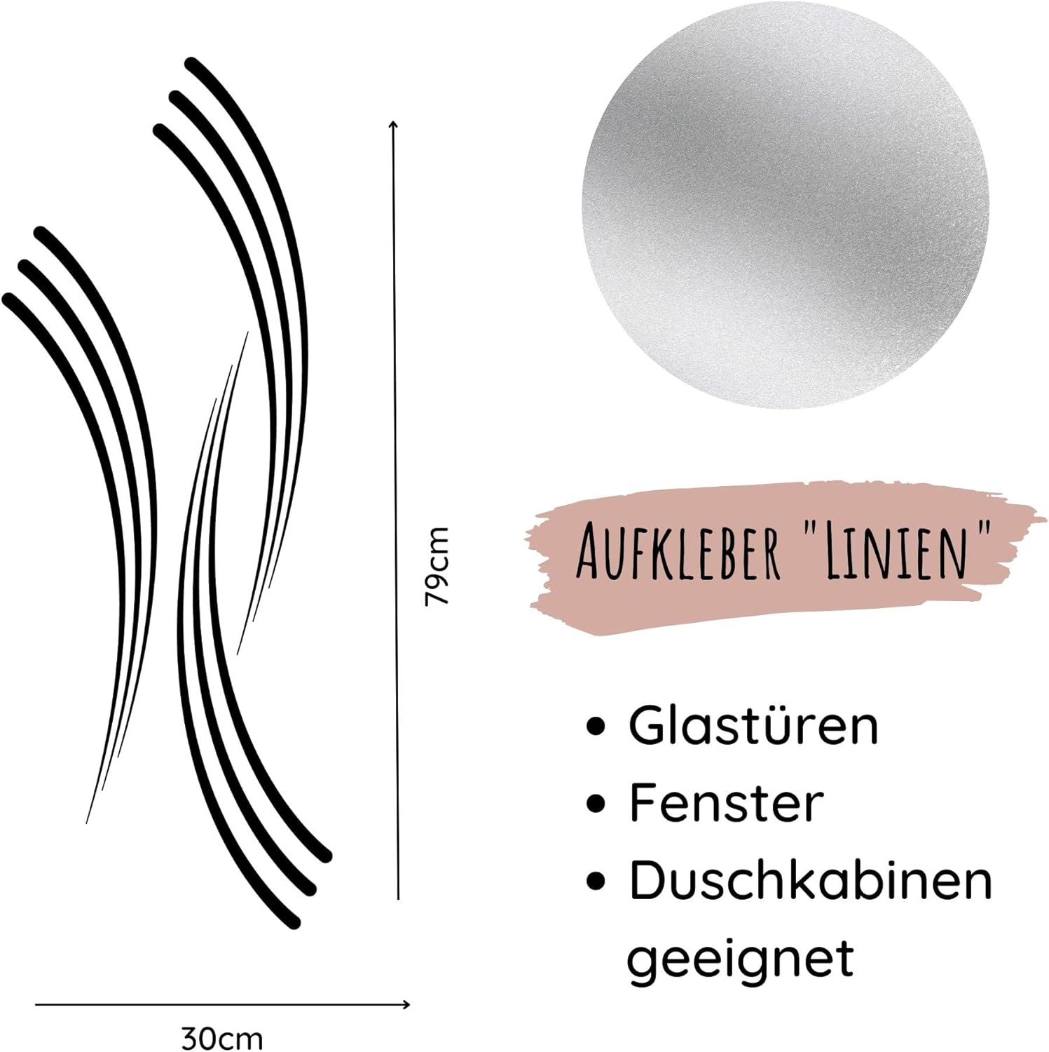 Duschkabine Aufkleber Geschwungene Retro - Streifen