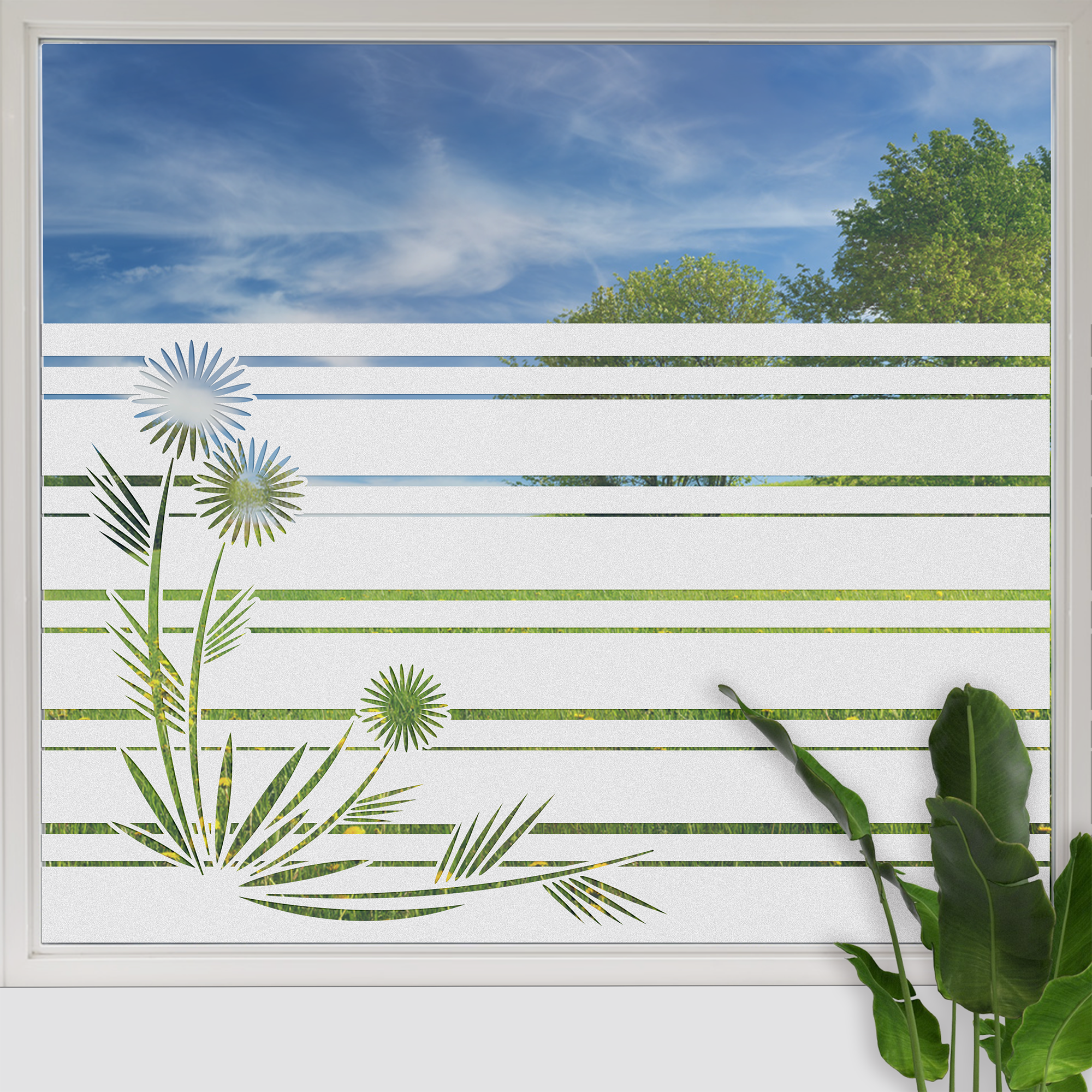 Fensterfolie mit Pflanzenmotiv