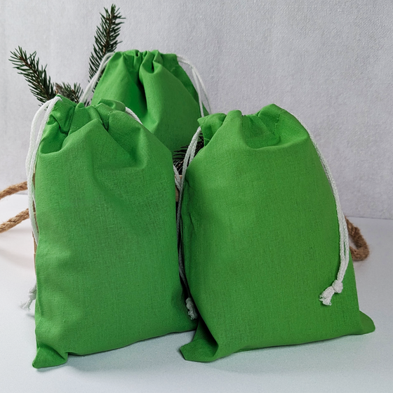 Baumwollsäckchen 15 × 20 cm in Grün – 1 oder 24 Stück