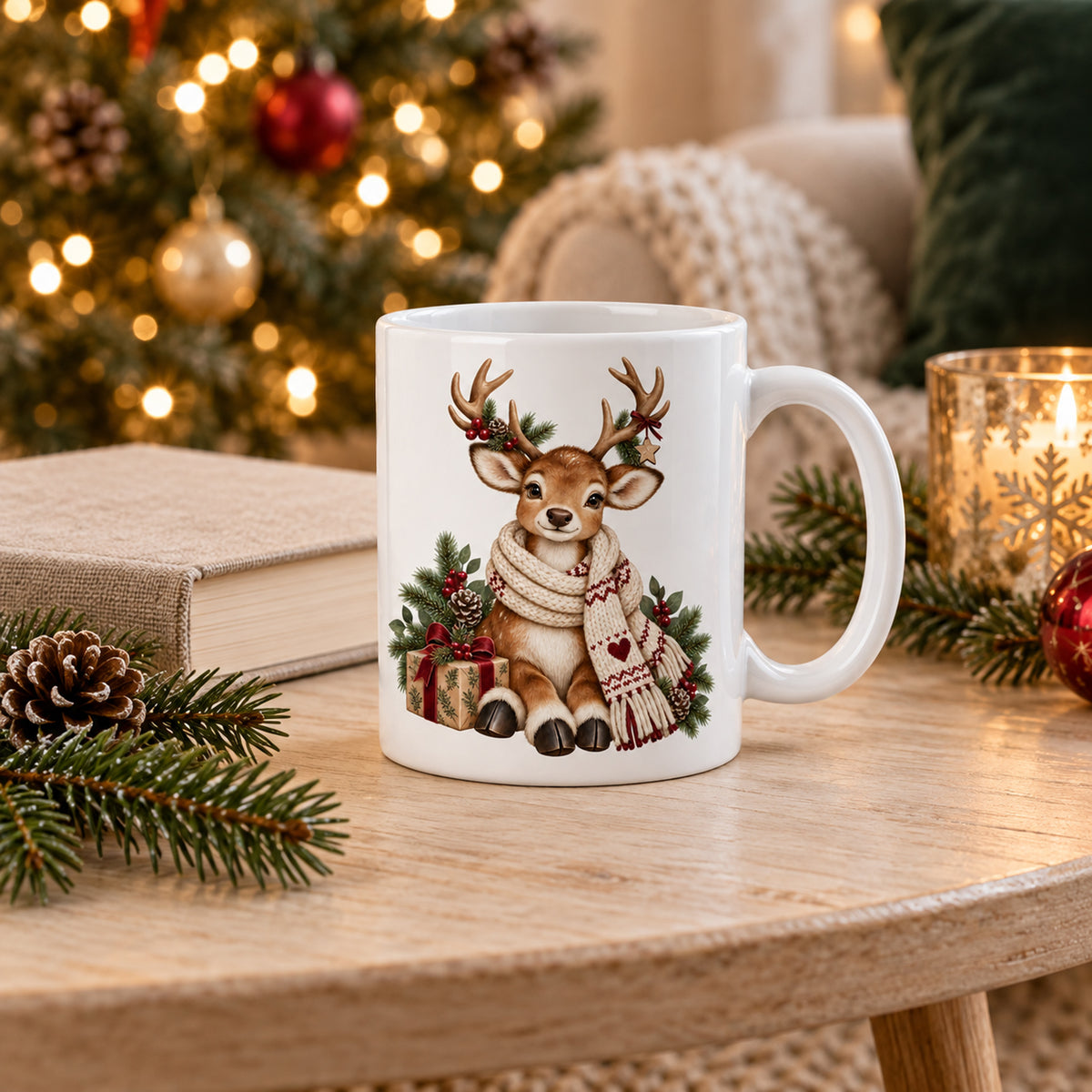 Personalisierte Weihnachtstasse mit Name – Rentier – Ansicht 8